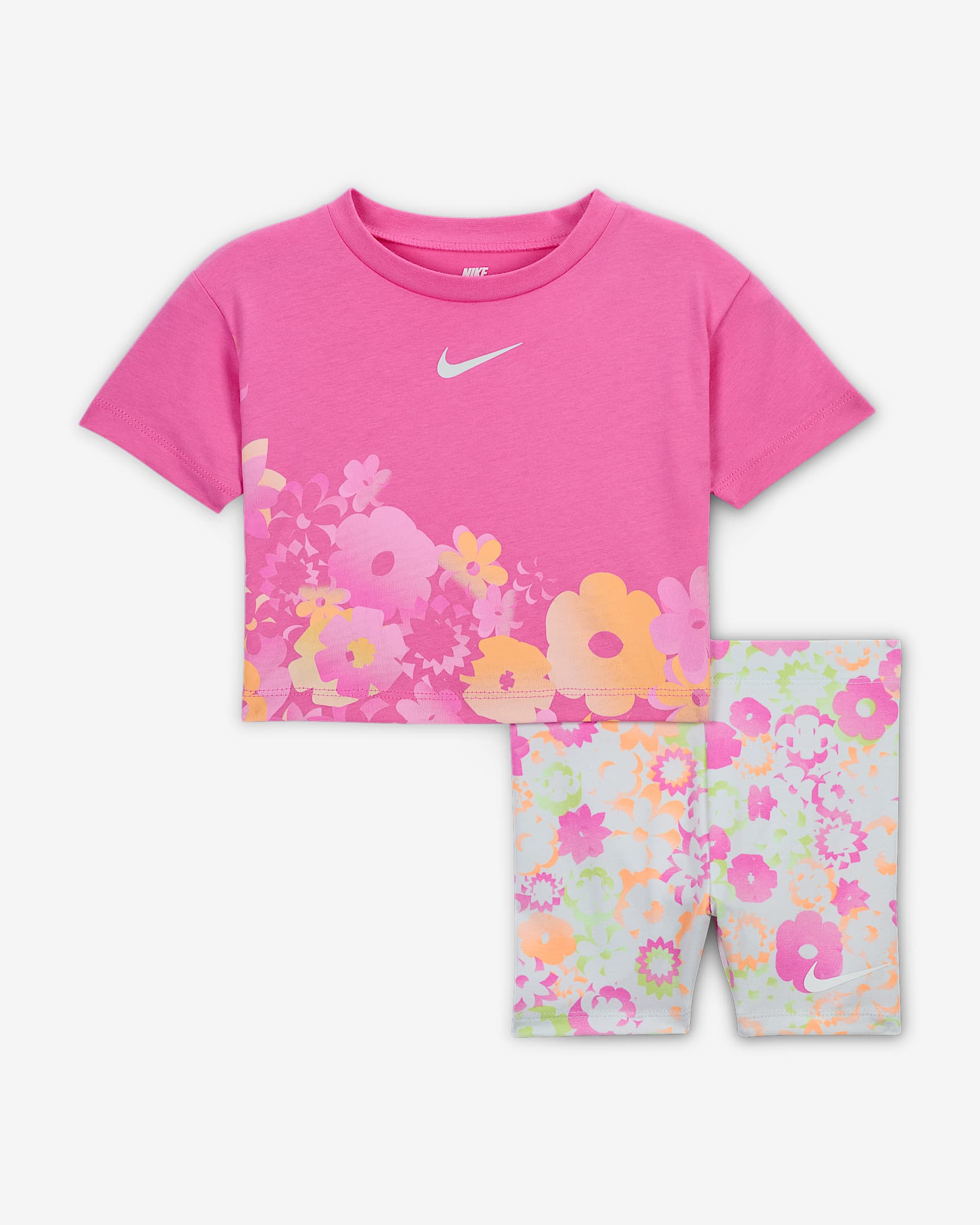 Nike Flow-Ral 2-teiliges Bike Shorts Set mit Print für Kleinkinder (12–24 M) - Pure Platinum