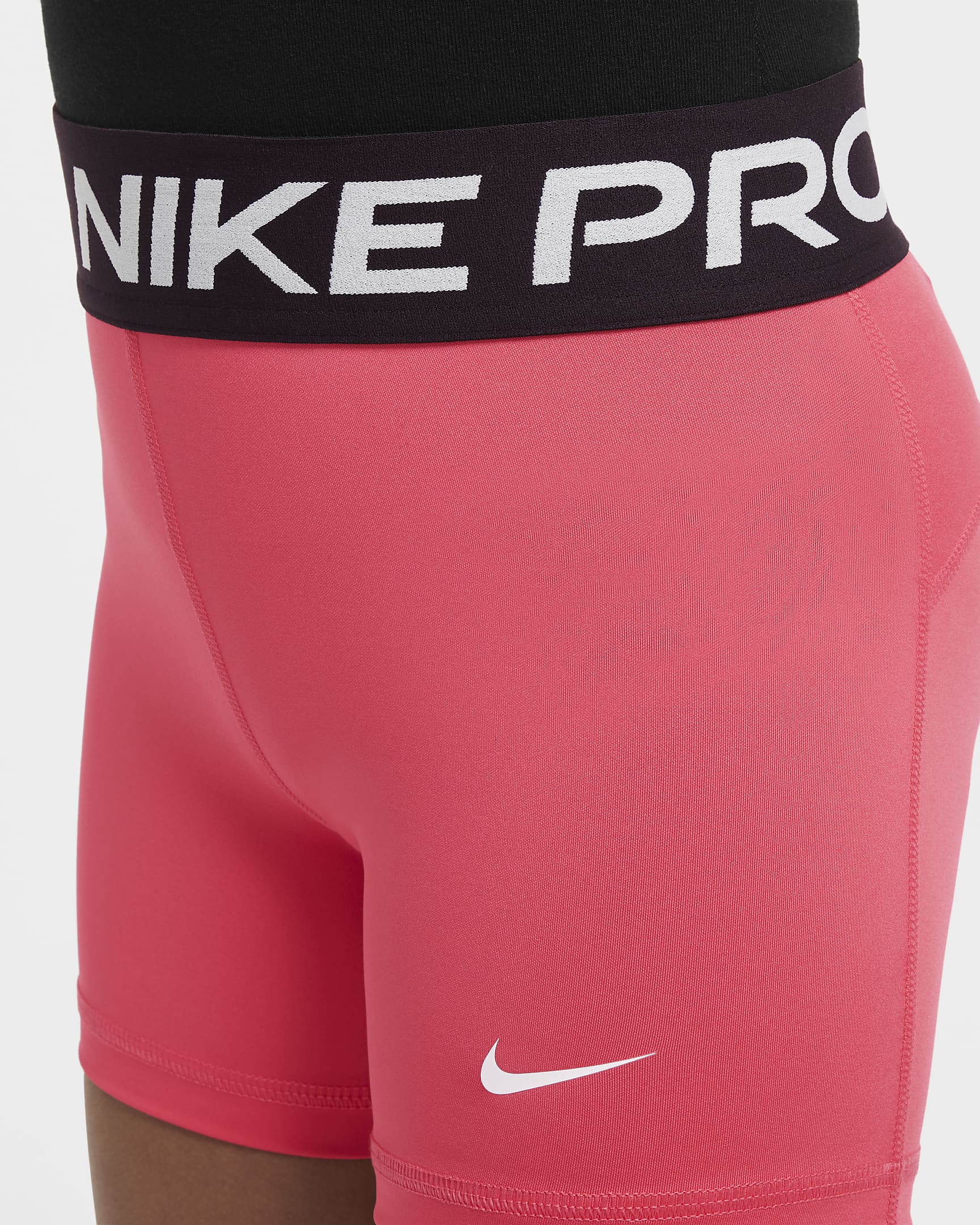 Nike Pro Older Kids' (Girls') Shorts - Aster Pink/White