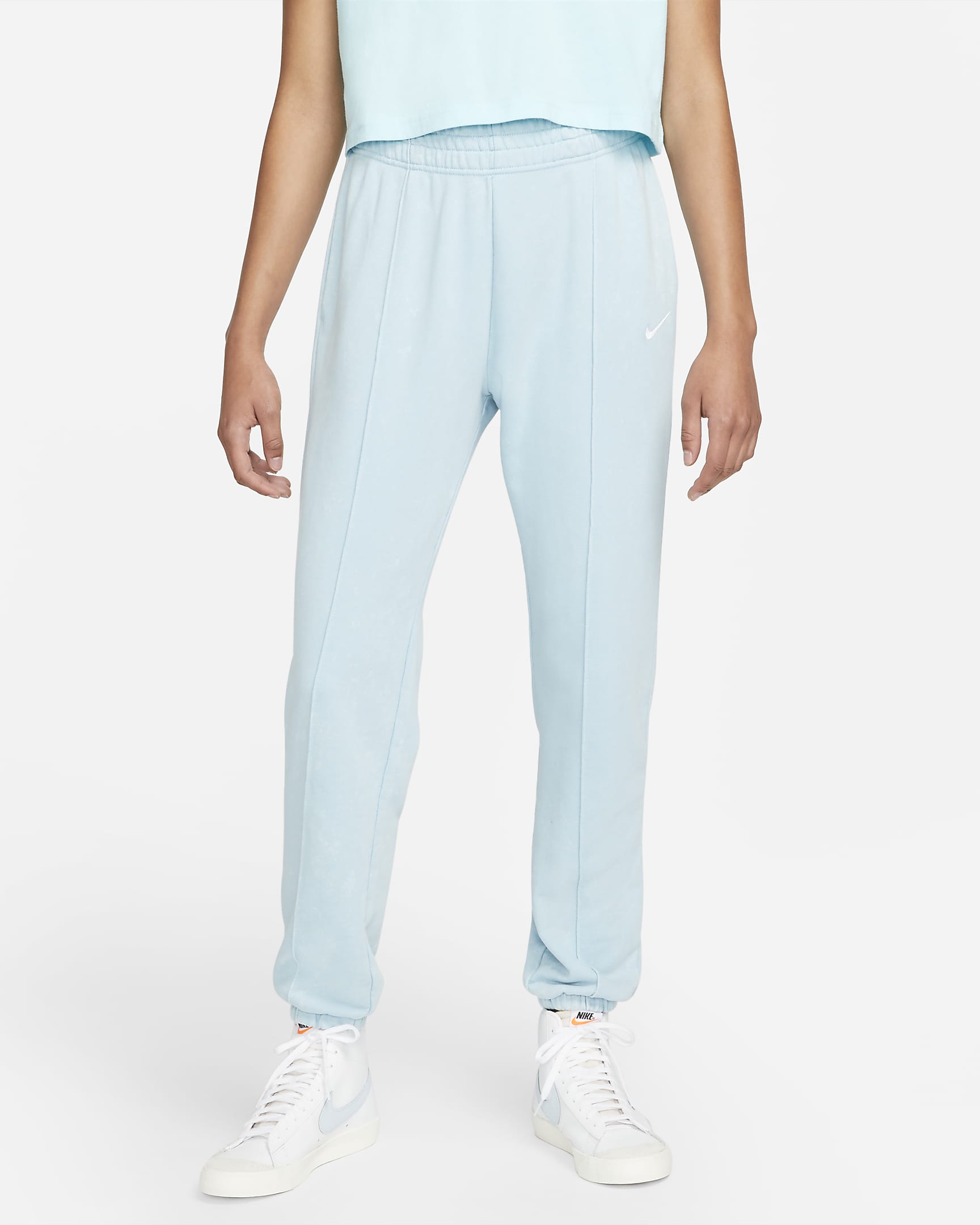 Pants de tejido Fleece desgastados para mujer Nike Sportswear Essential Collection - Copa/Blanco