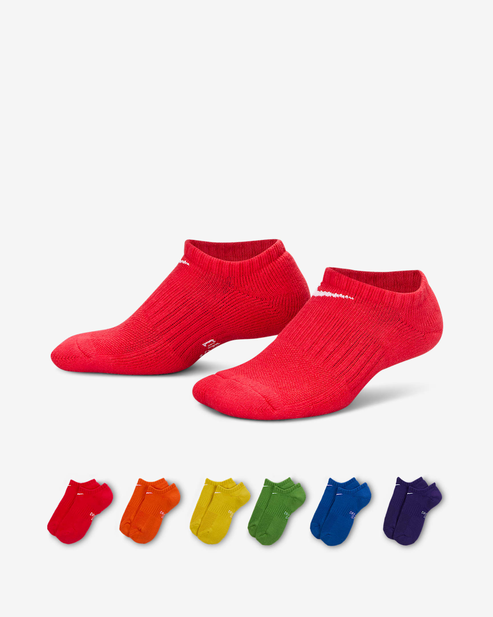 Nike Everyday Kids' Cushioned No-Show Socks (6 Pairs) - Multi-Color