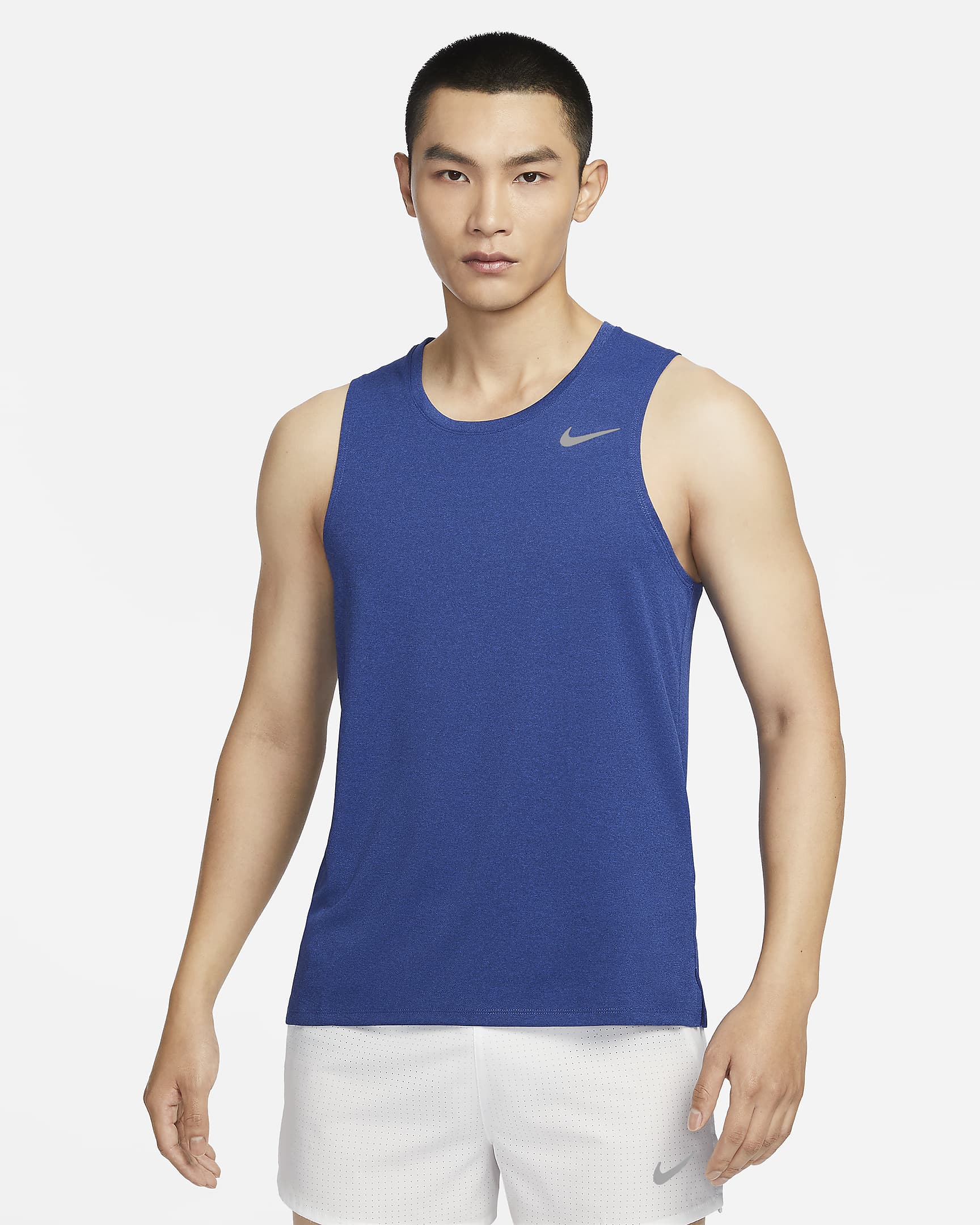 Nike Dri-FIT Miler Men's Running Tank - Game Royal/Midnight Navy/Heather