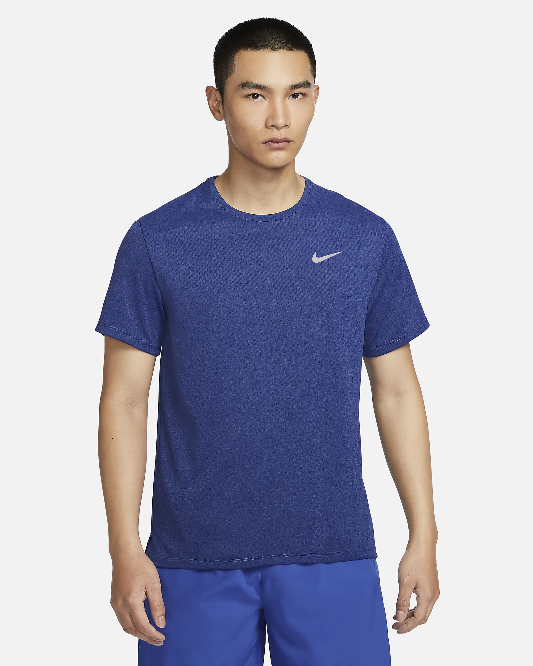 Nike Dri-FIT UV Miler Men's Short-Sleeve Running Top - Game Royal/Midnight Navy/Heather