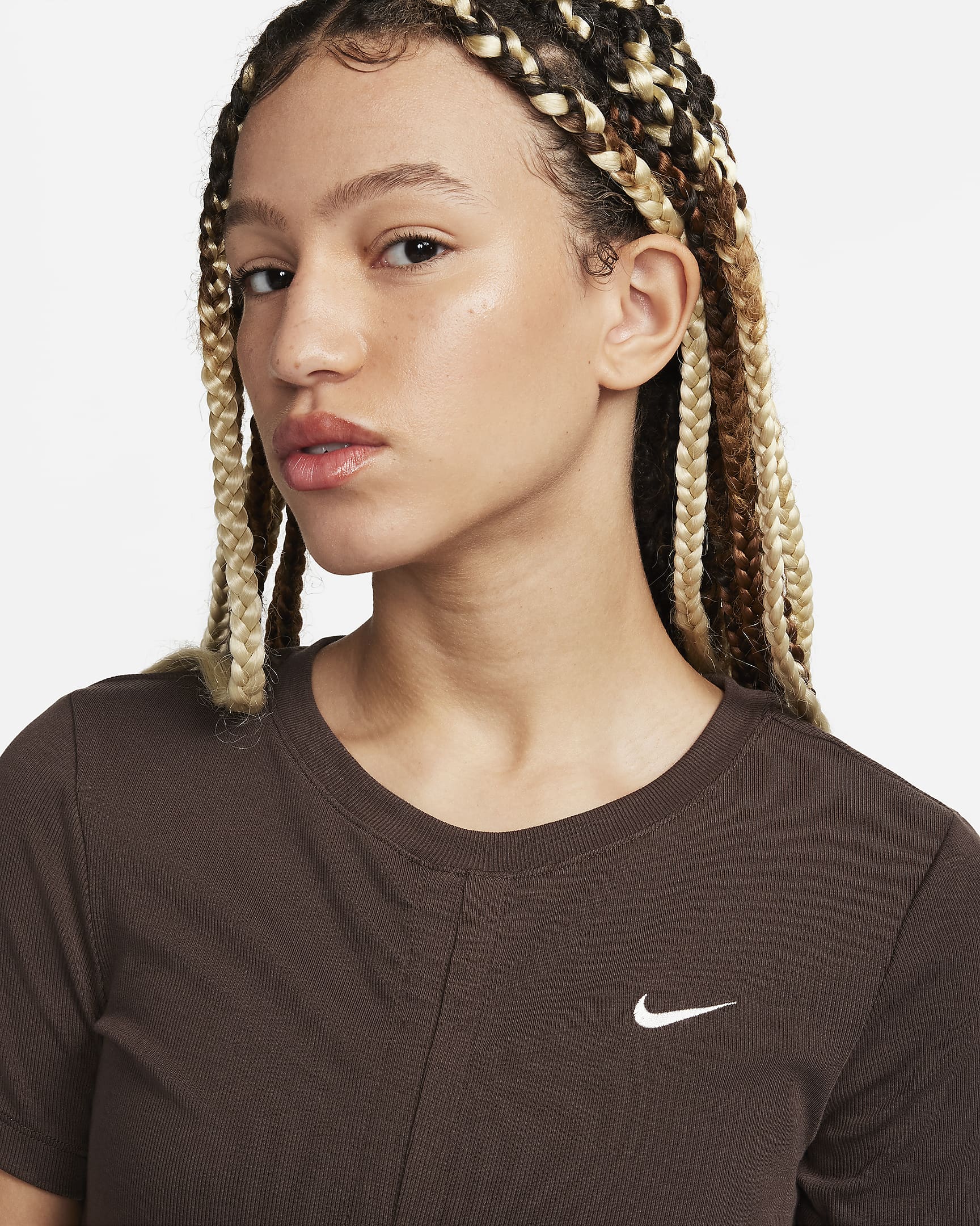 Nike Sportswear Essentials Women's Ribbed Short-Sleeve Mod Cropped Top ...