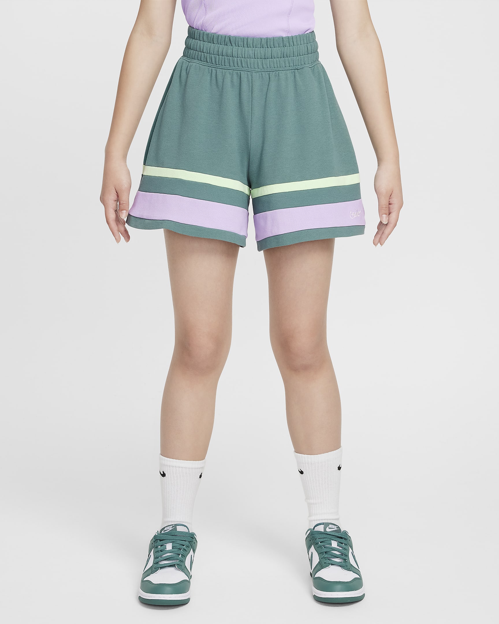 Nike Sportswear Girls' Shorts - Bicoastal/Hydrangeas/Vapour Green