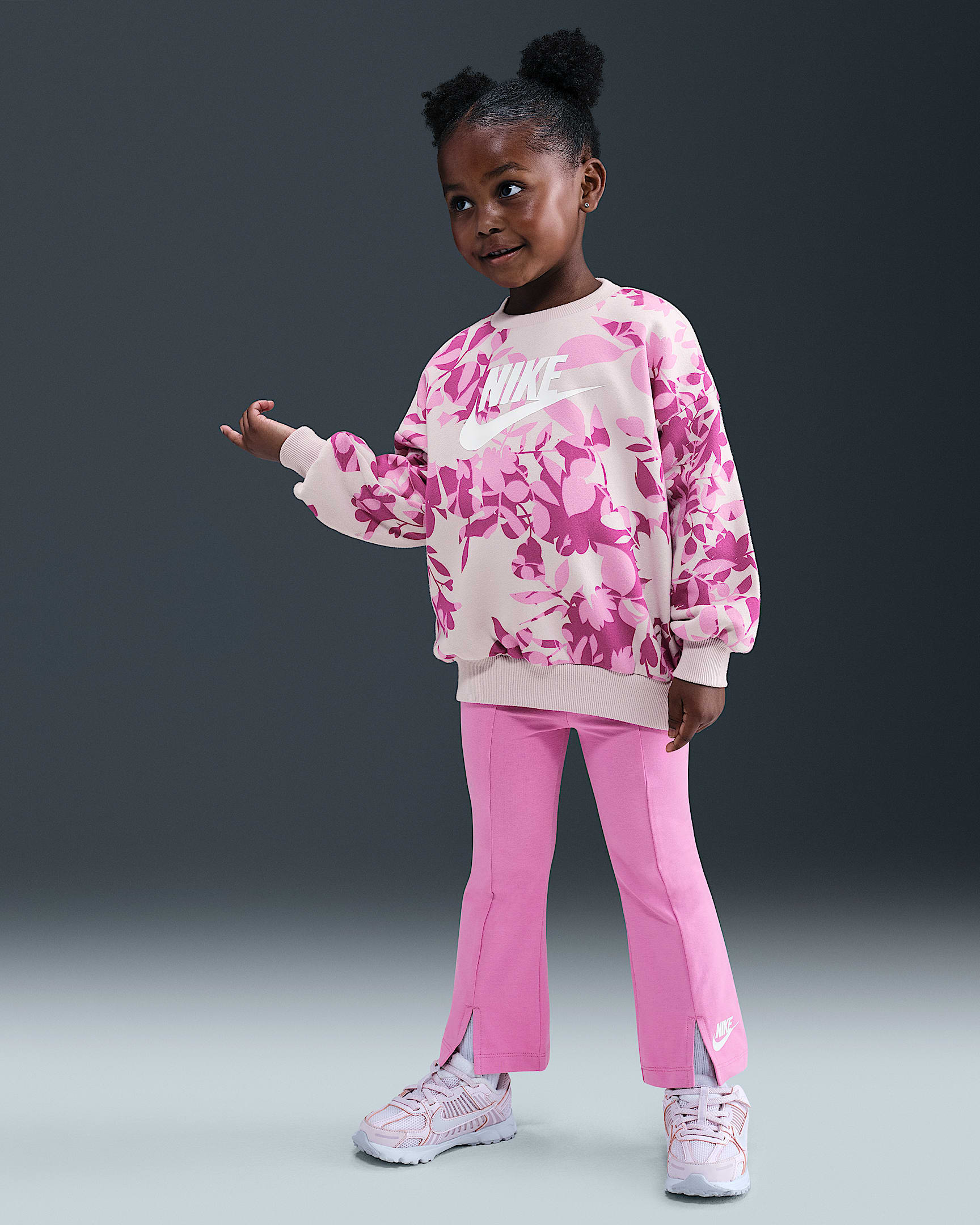 Nike Toddler Floral Camo Crew and Leggings Set - Magic Flamingo