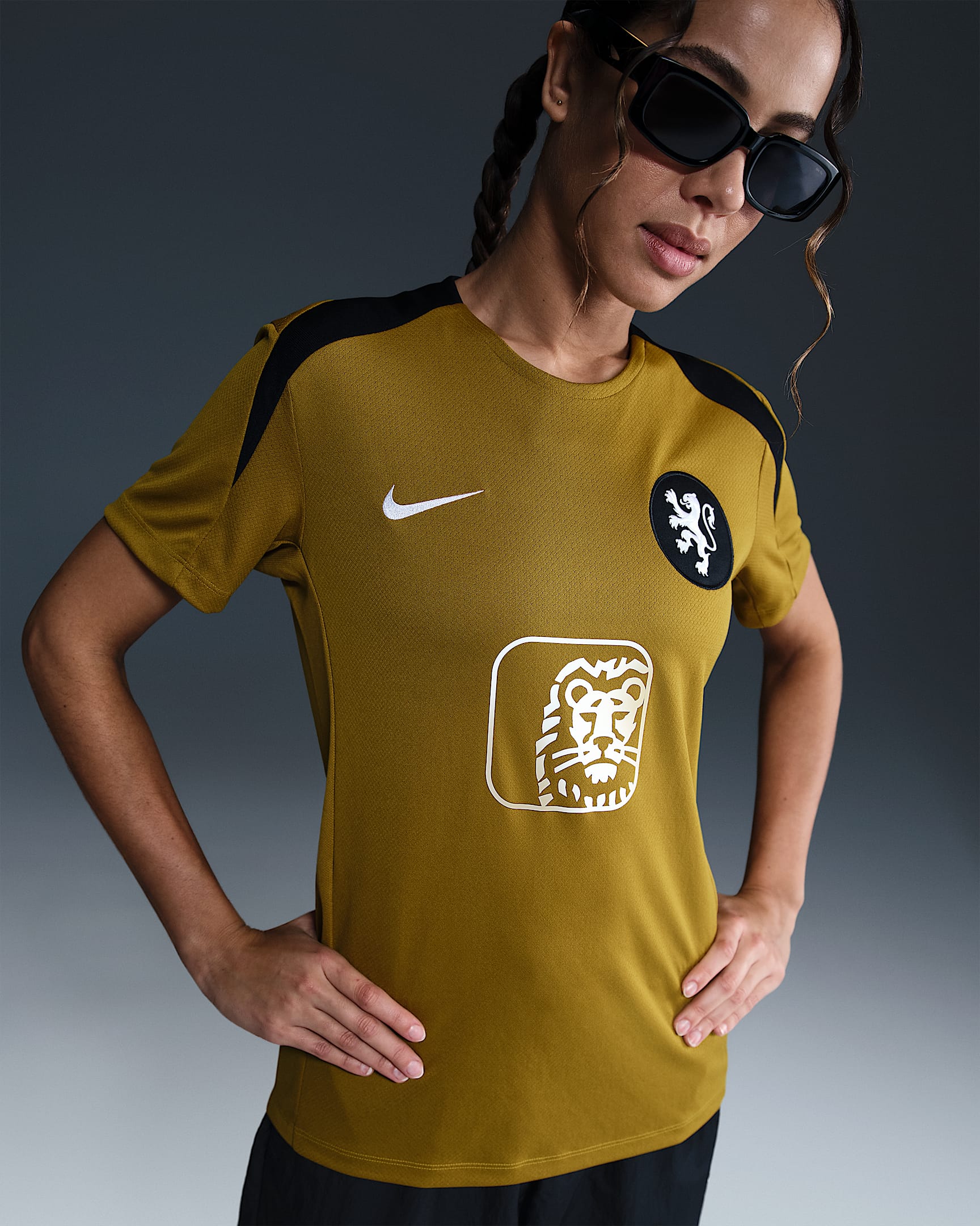 Netherlands Strike Women's Nike Dri-FIT Football Short-Sleeve Top - Bronzine/Bronzine/Black/White
