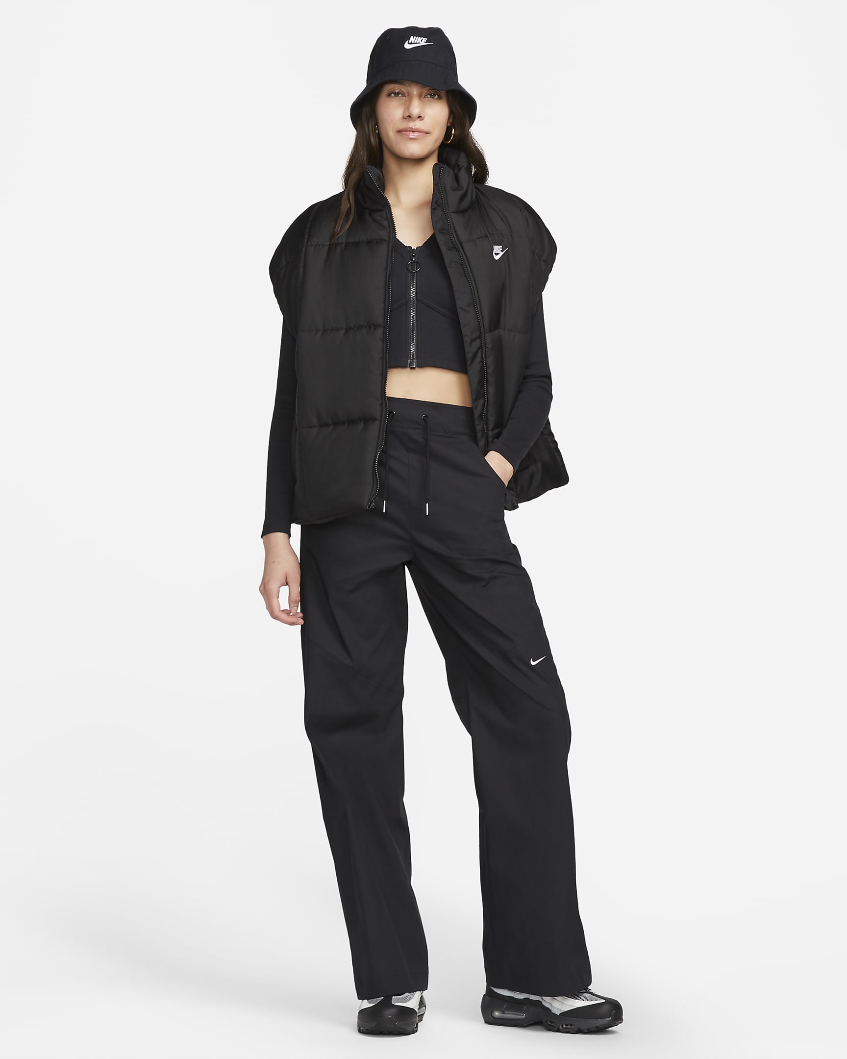 Nike Sportswear Essentials Women's Woven High-Rise Trousers - Black/White