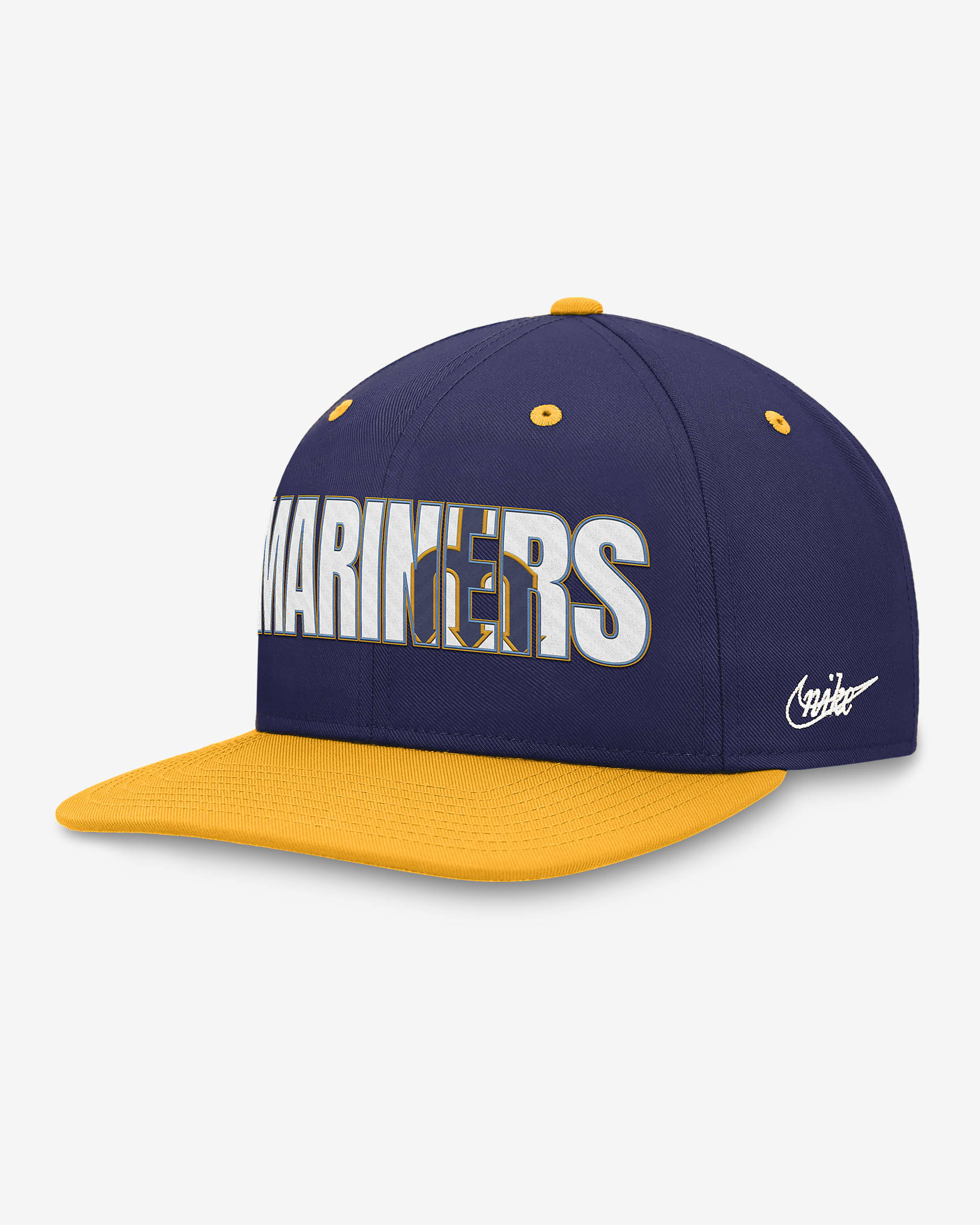 Gorra ajustable Nike MLB para hombre Seattle Mariners Pro Cooperstown - Royal/Amarillo