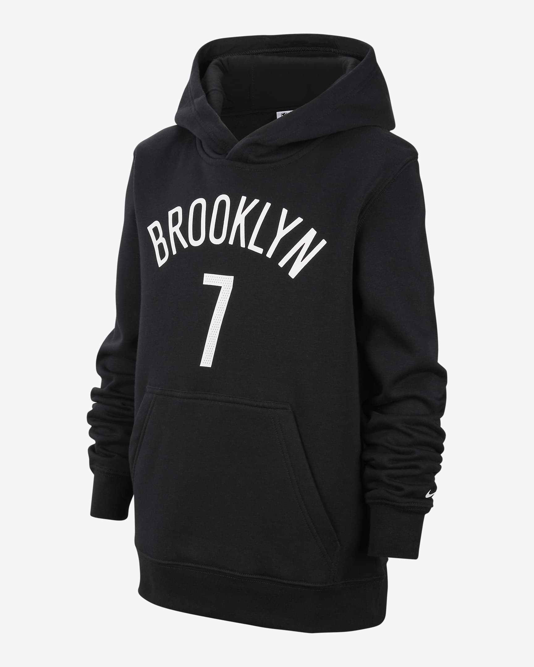 Brooklyn Nets Essential Older Kids' Nike NBA Fleece Pullover Hoodie - Black