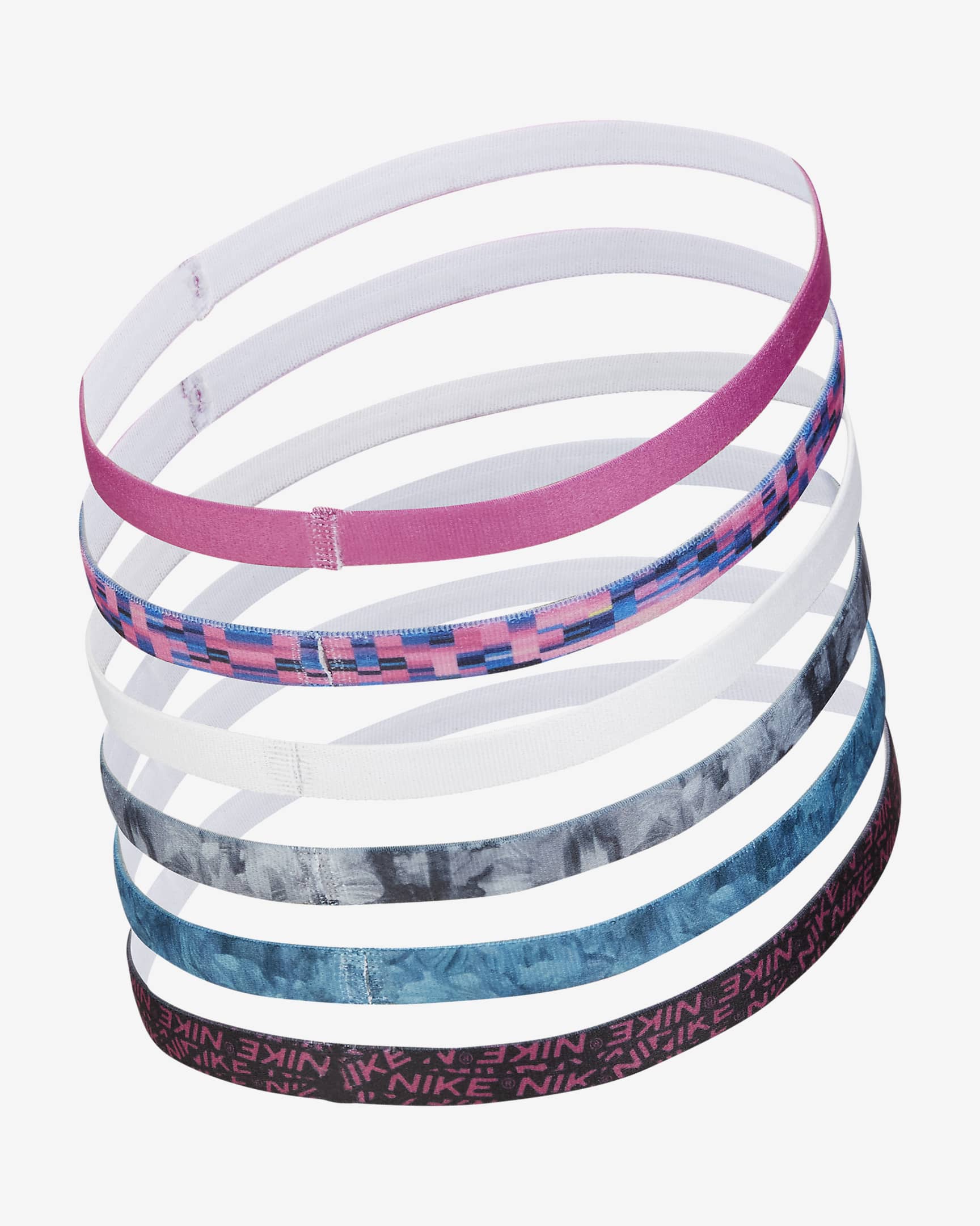 Nike Printed Headbands (6 Pack) - Active Fuchsia/Photon Dust/Cosmic Fuchsia