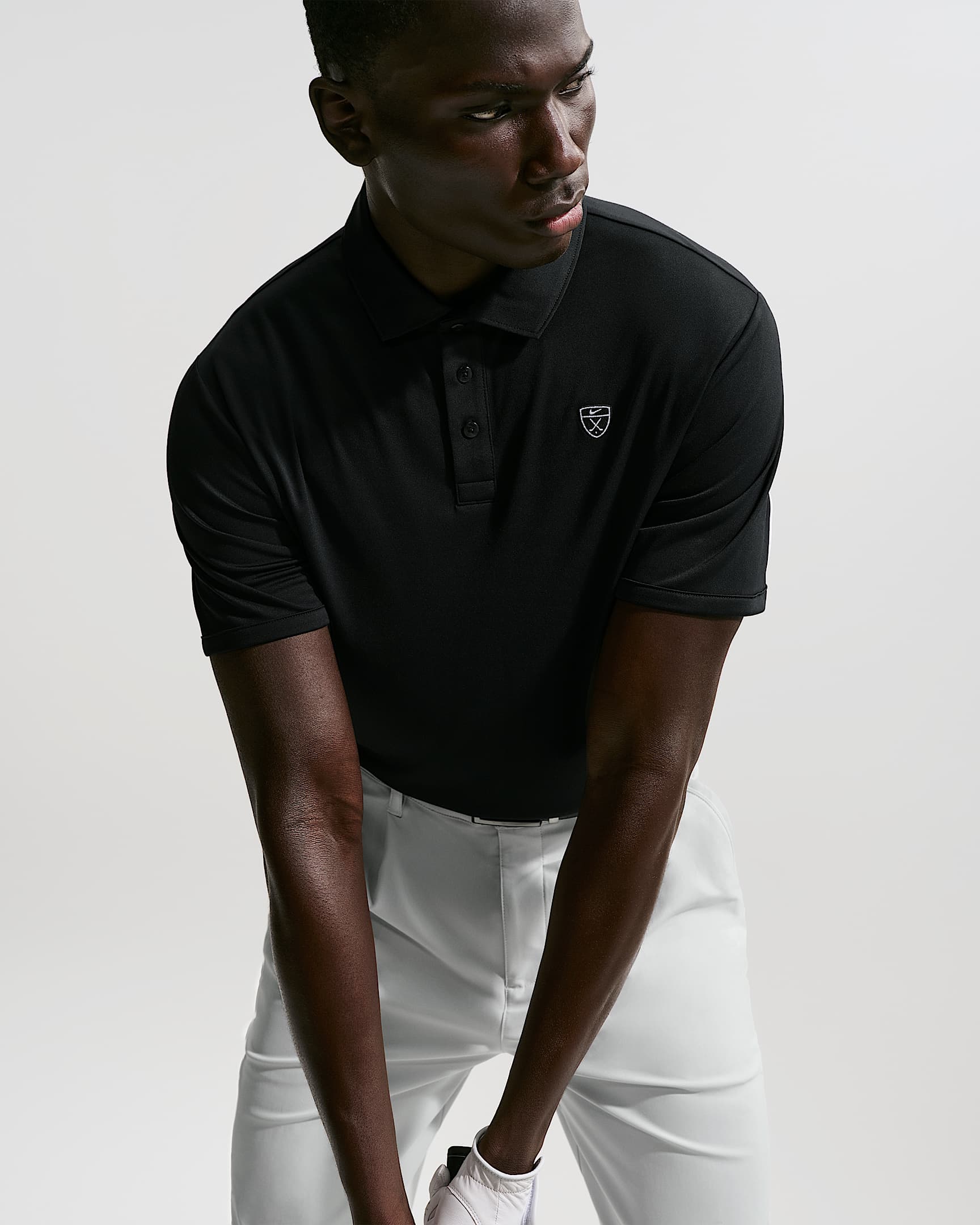 Nike Par Men's Dri-FIT Chest-Logo Golf Polo - Black/White