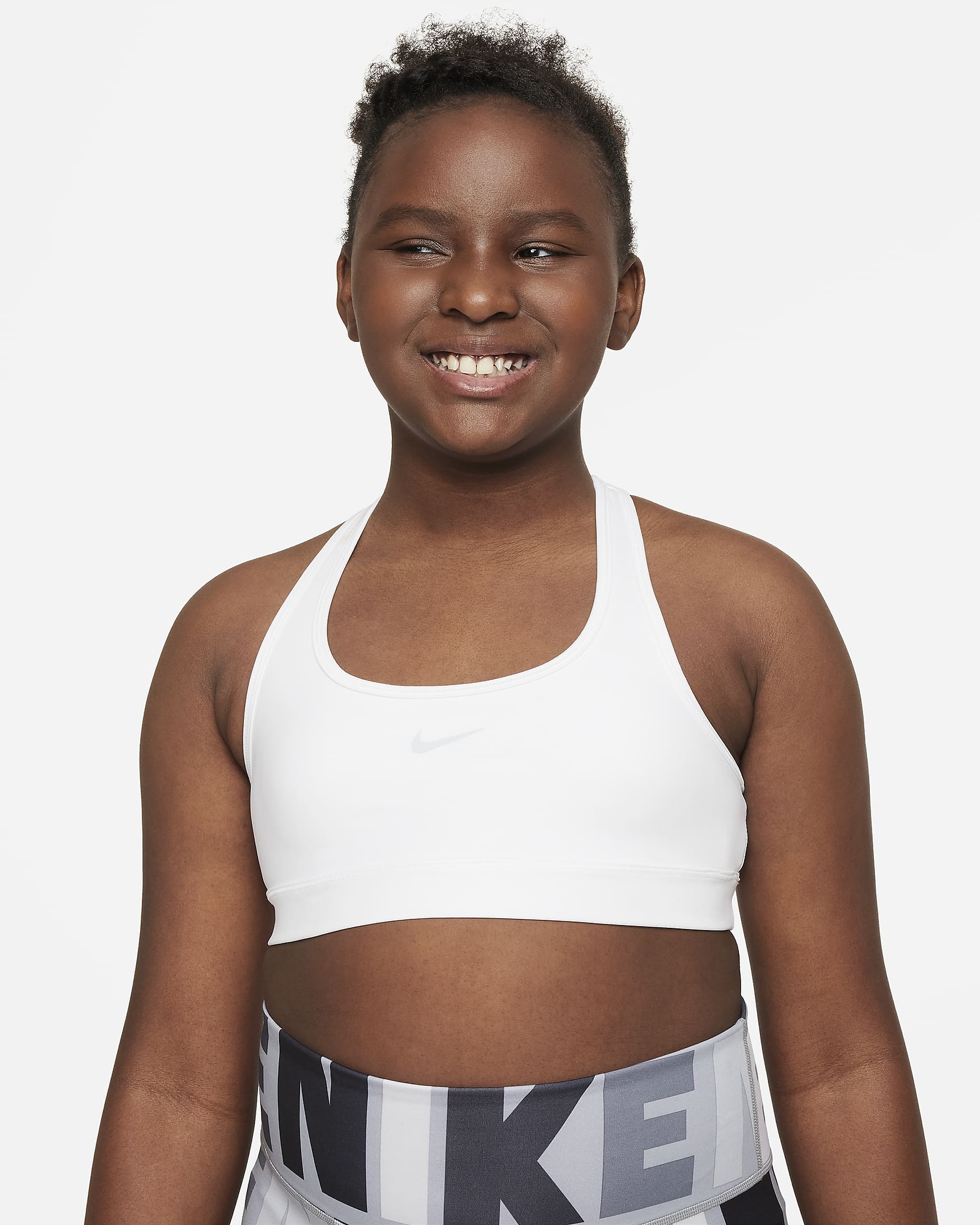 Brassière de sport Nike Swoosh pour Fille plus âgée (taille élargie) - Blanc/Pure Platinum