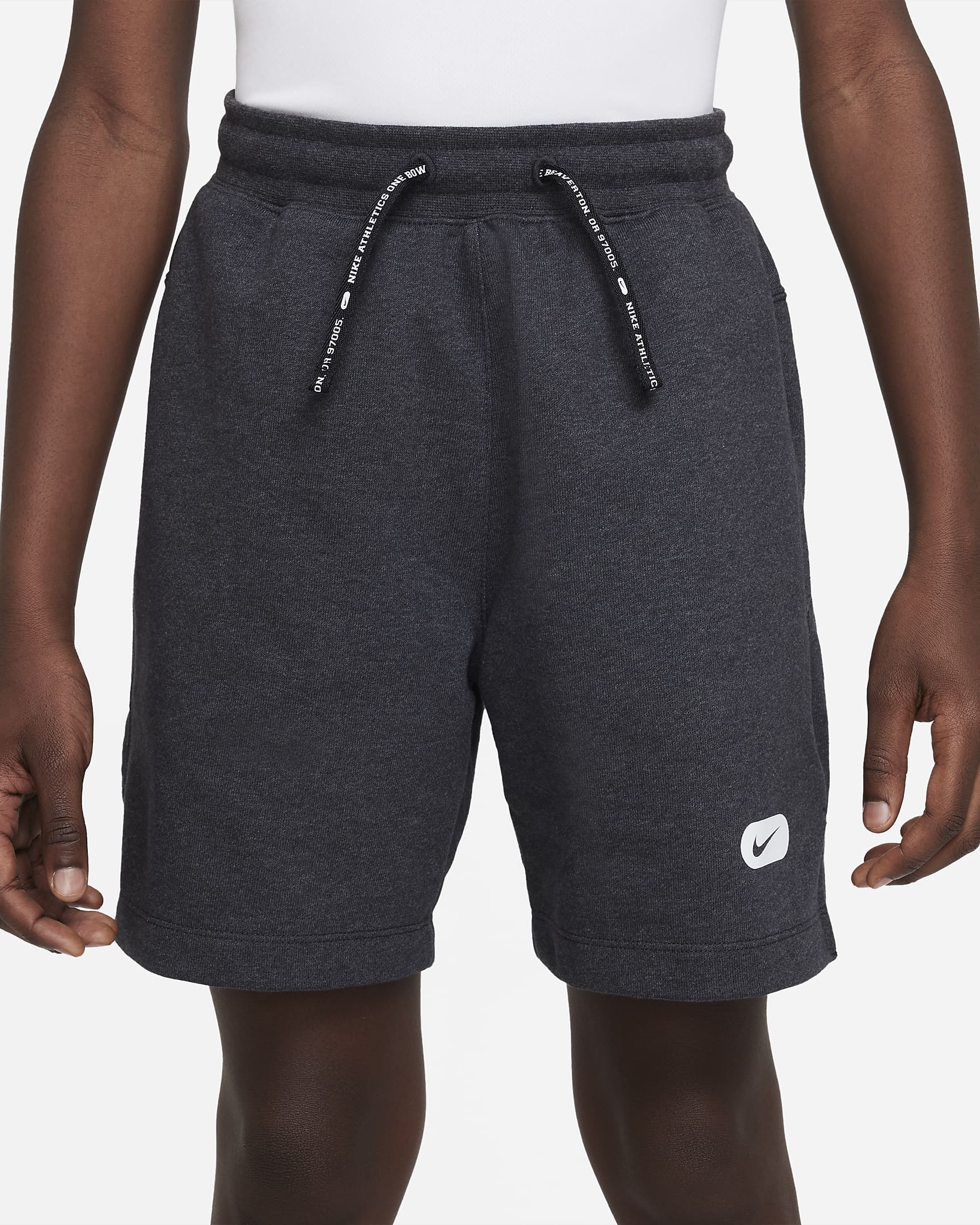 Short de training en tissu Fleece Nike Dri-FIT Athletics pour garçon plus âgé - Noir/Heather/Blanc