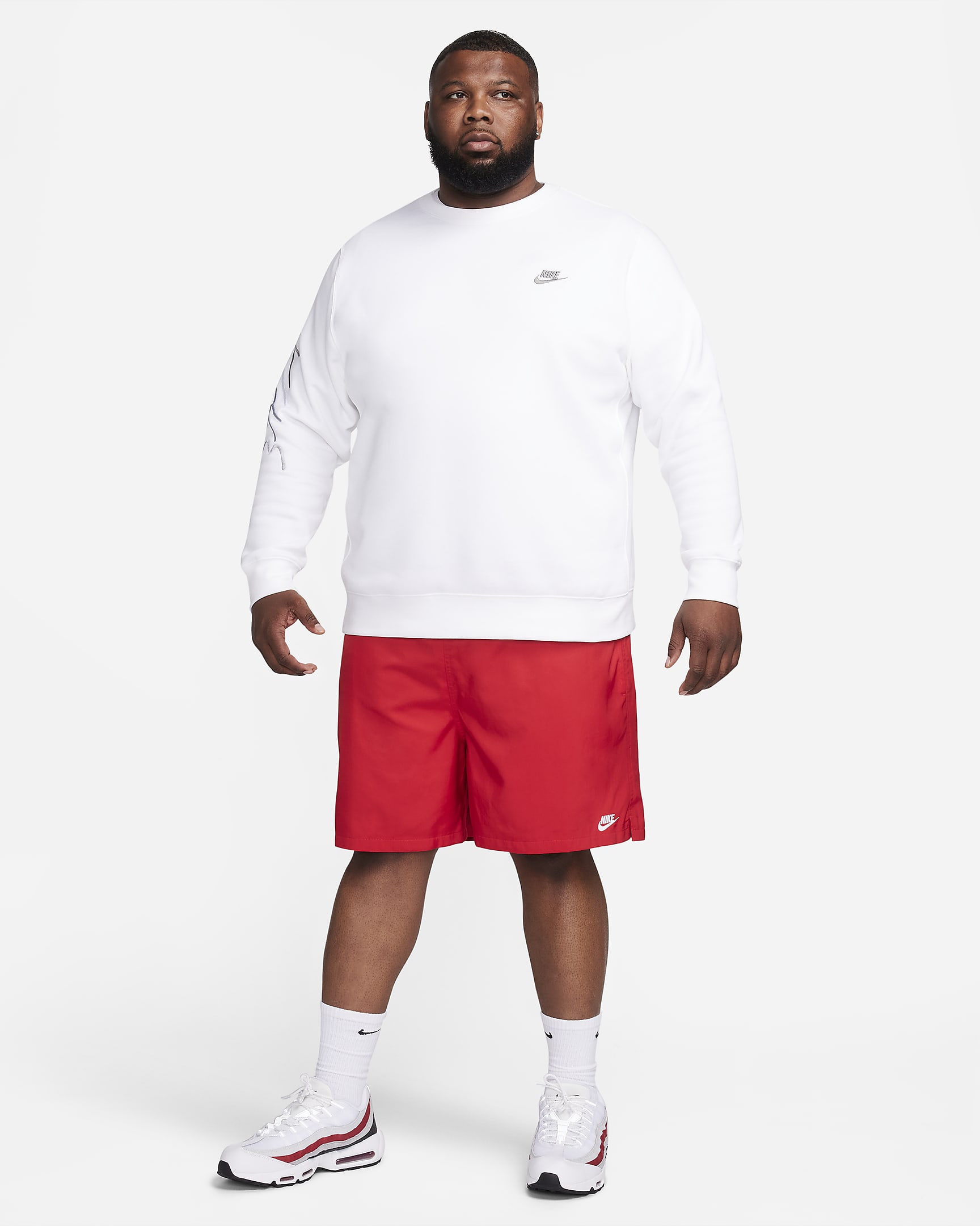 Vævede Nike Club-flow-shorts til mænd - University Red/hvid