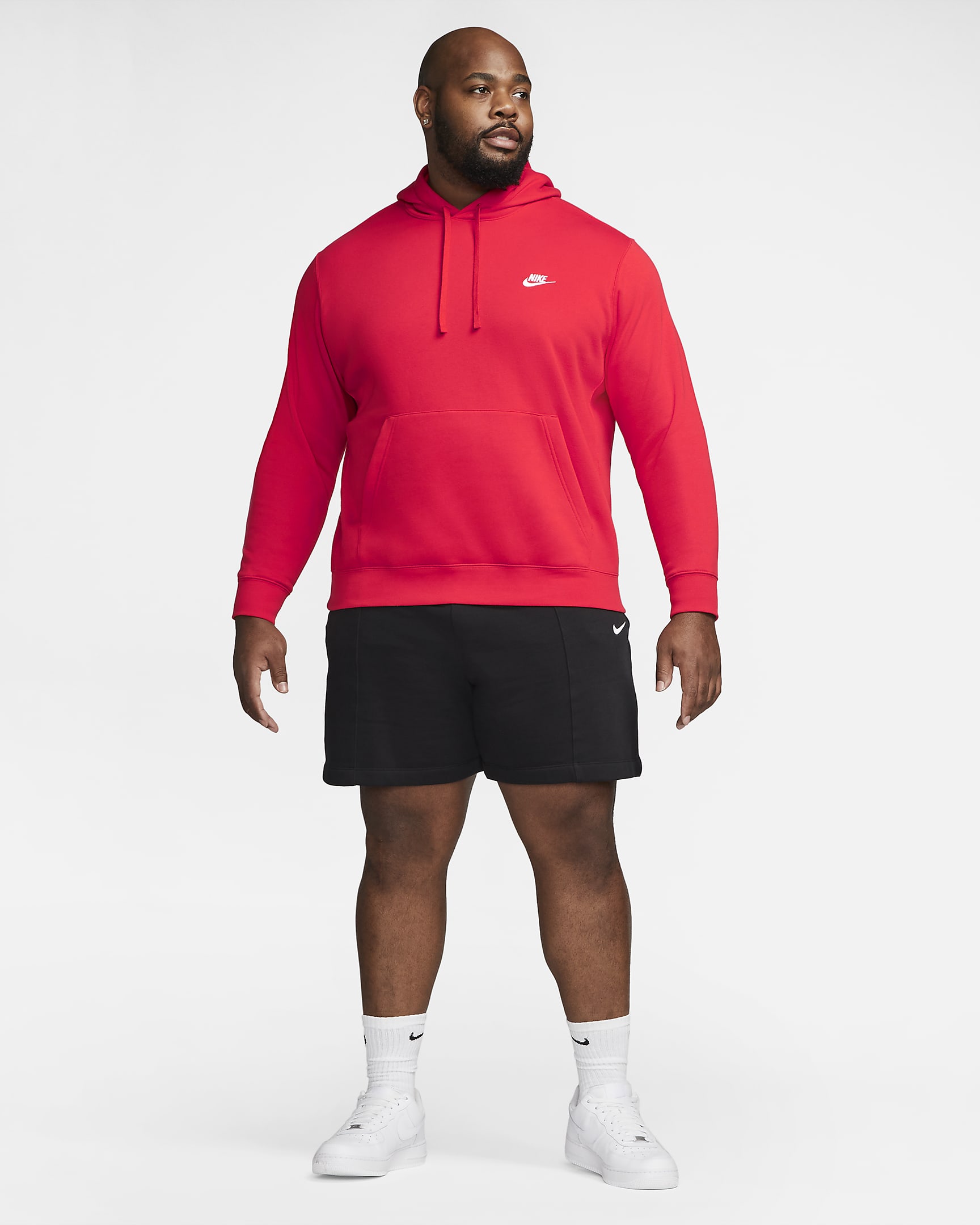 Mikina Nike Sportswear Club Fleece s kapucí - University Red/University Red/Bílá