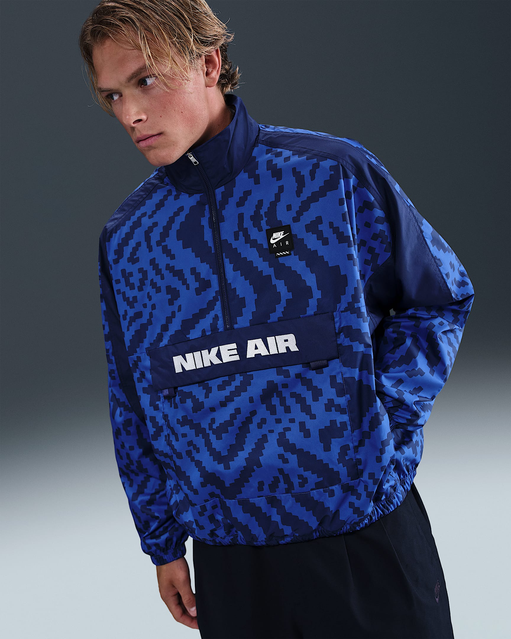 Nike Air Men's Half-Zip Jacket - Game Royal/Blue Void/Black