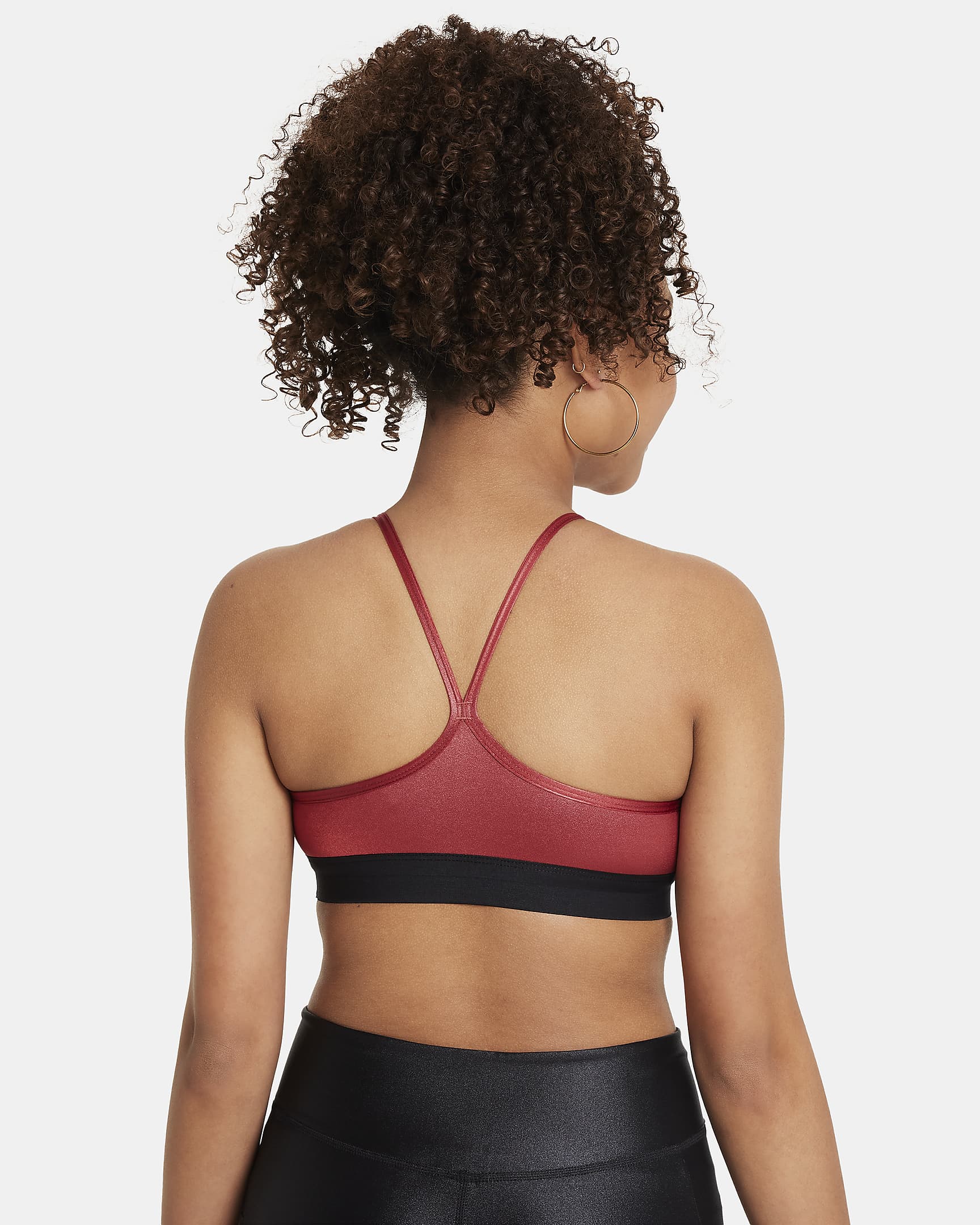 Bra deportivo para niñas talla grande Nike Indy - Cedro/Negro/Rojo nebulosa