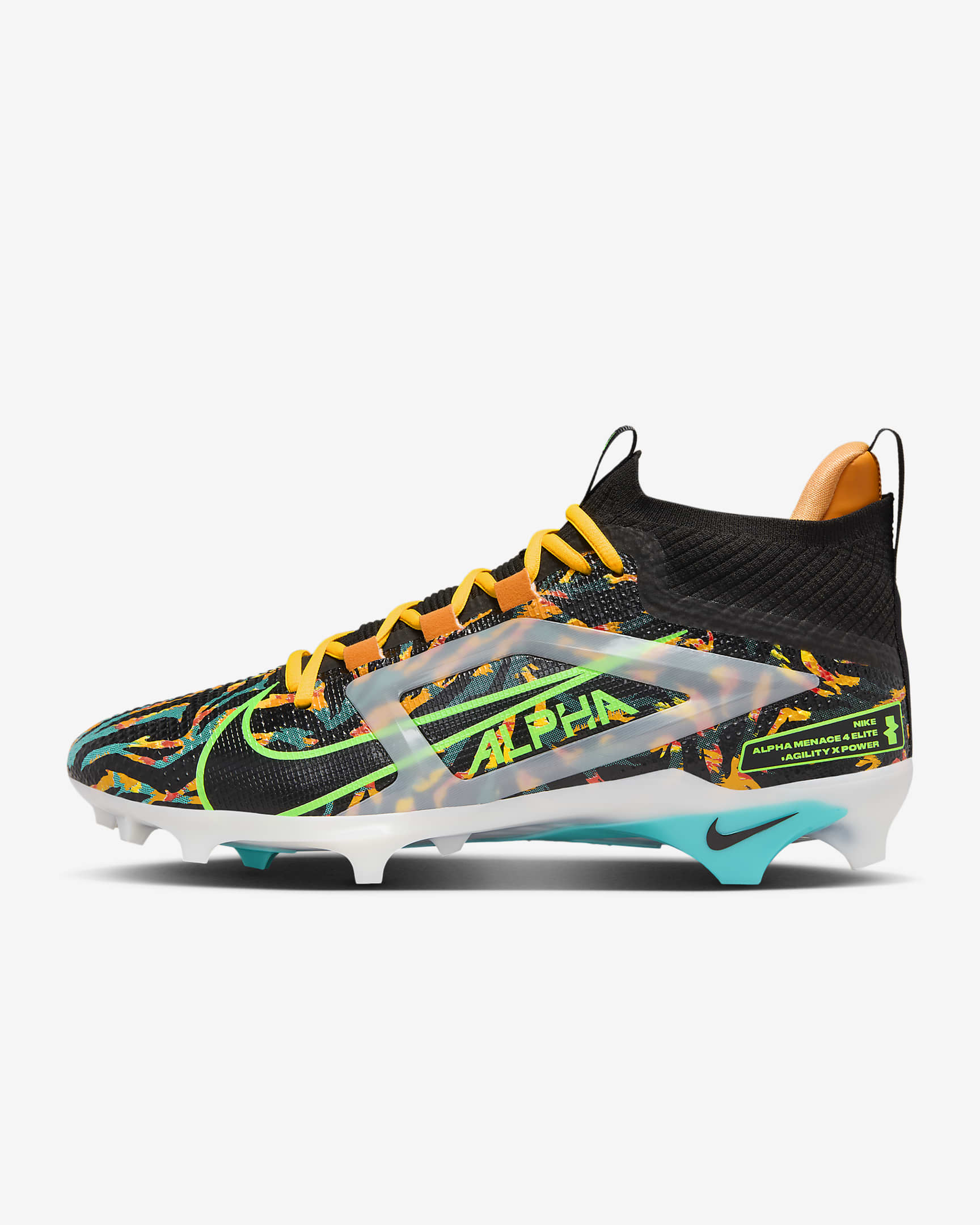 Tacos de fútbol americano Nike Alpha Menace 4 Elite "Travis Kelce" - Negro/Vela/Cactus empolvado/Verde strike