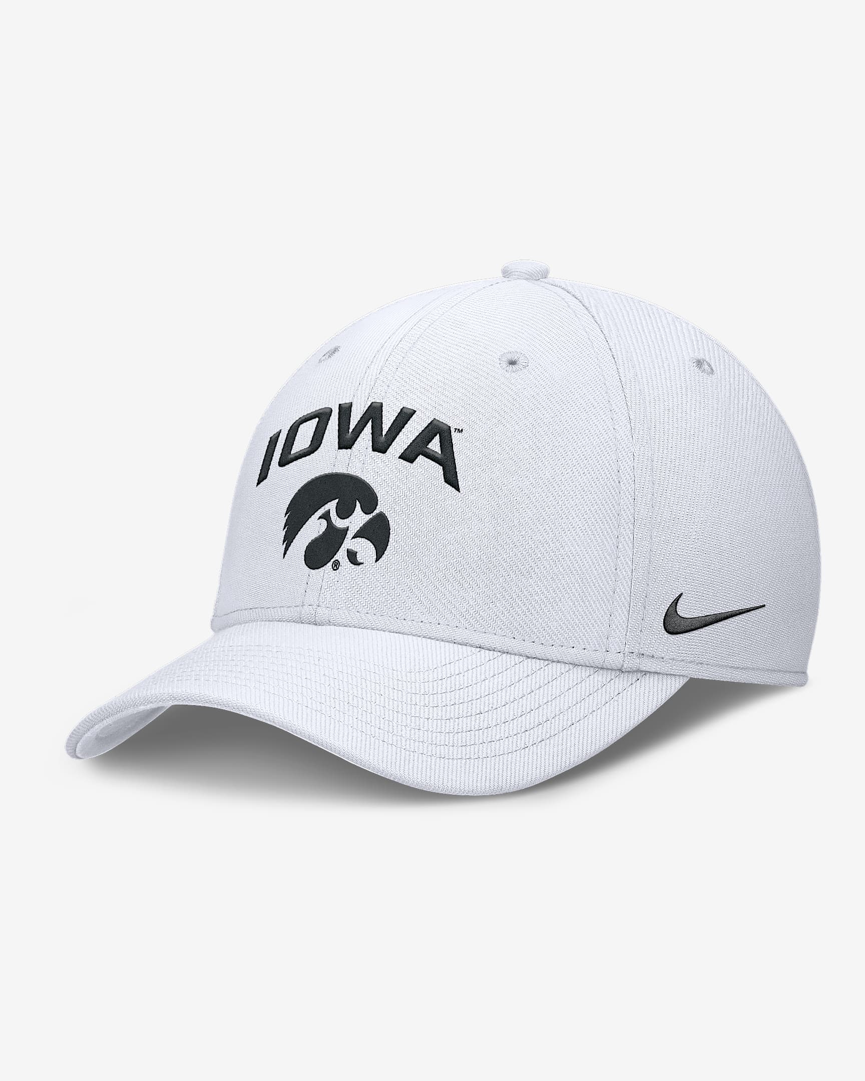 Iowa On-Field Rise Swoosh Men's Nike Dri-FIT College Hat - White