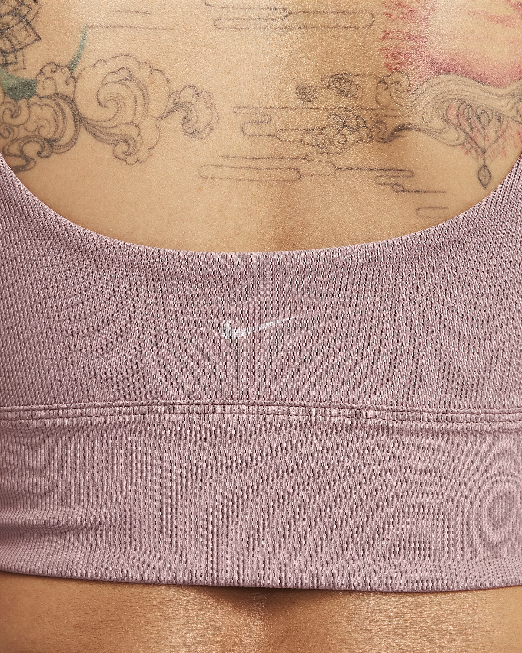 Nike Zenvy Rib Women's Light-Support Non-Padded Longline Sports Bra - Smokey Mauve/Smokey Mauve/White