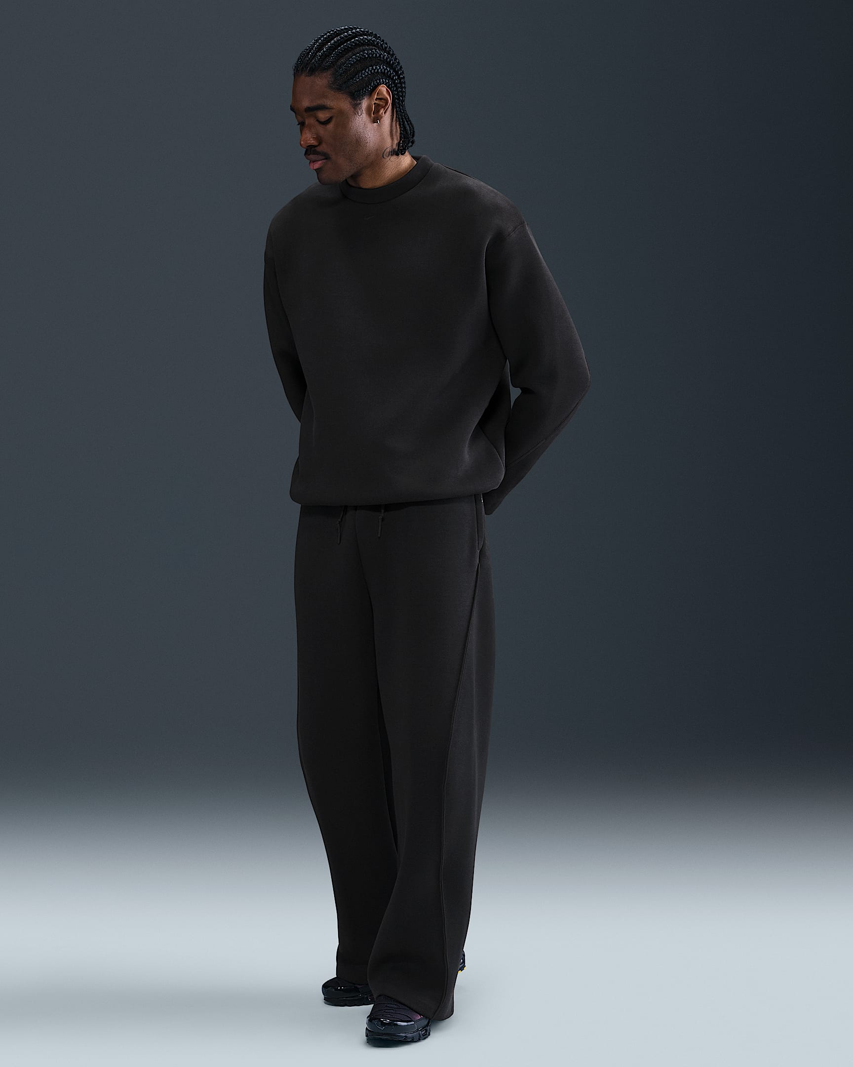 Nike Tech Men's Fleece Loose-Fit Open Hem Pants - Black/Black