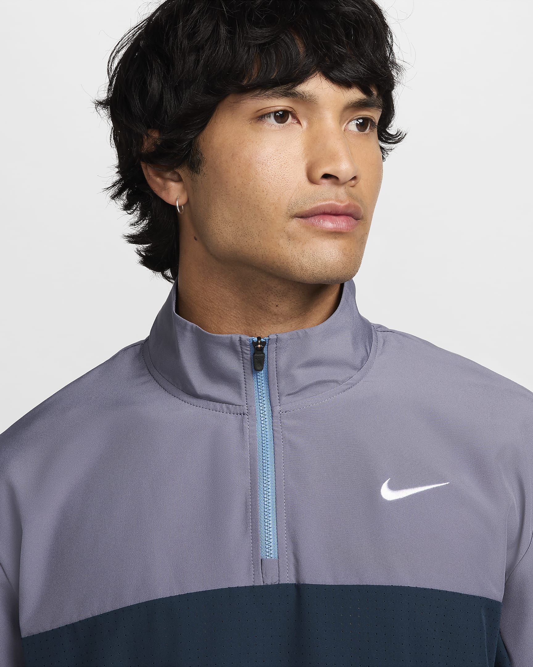 Nike Golf Club Men's Dri-FIT 1/2-Zip Golf Jacket - Armoury Navy/Light Carbon/Aegean Storm/White