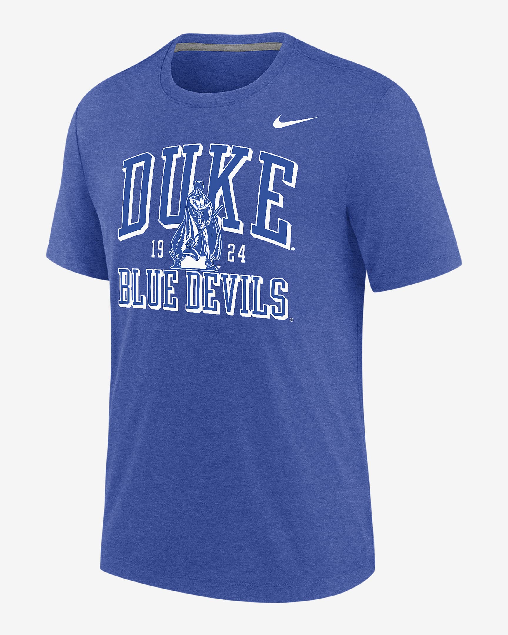 Playera universitaria Nike para hombre Duke - Azul royal jaspeado