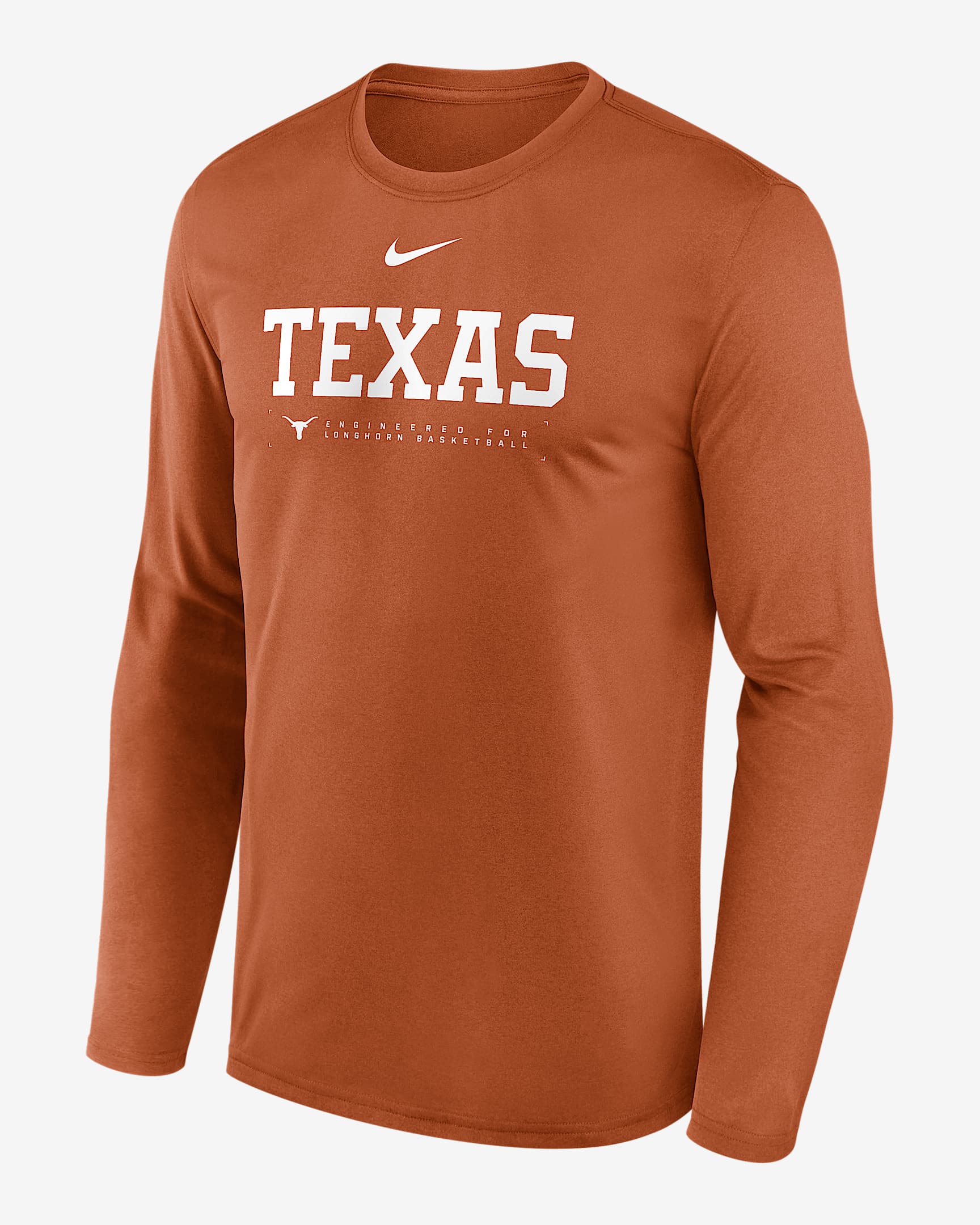 Texas Courtside Basketball Shootaround Legend Men's Nike Dri-FIT College Long-Sleeve T-Shirt - Burnt Orange