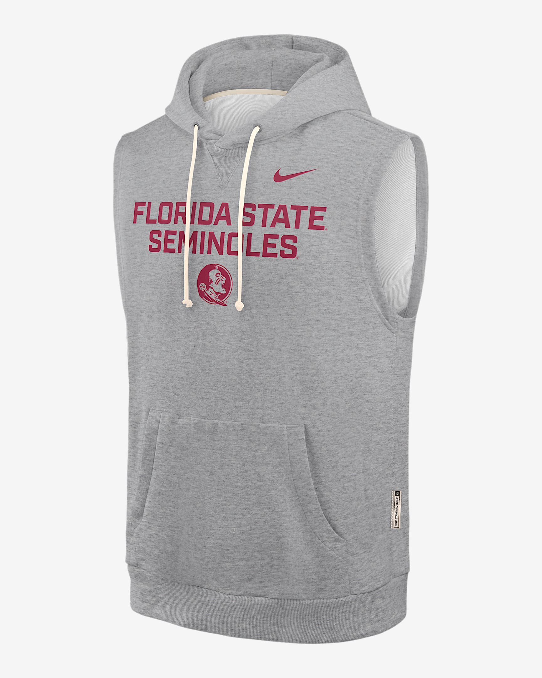 Florida State Sideline Men's Nike Dri-FIT College Sleeveless Pullover Hoodie - Dark Grey Heather