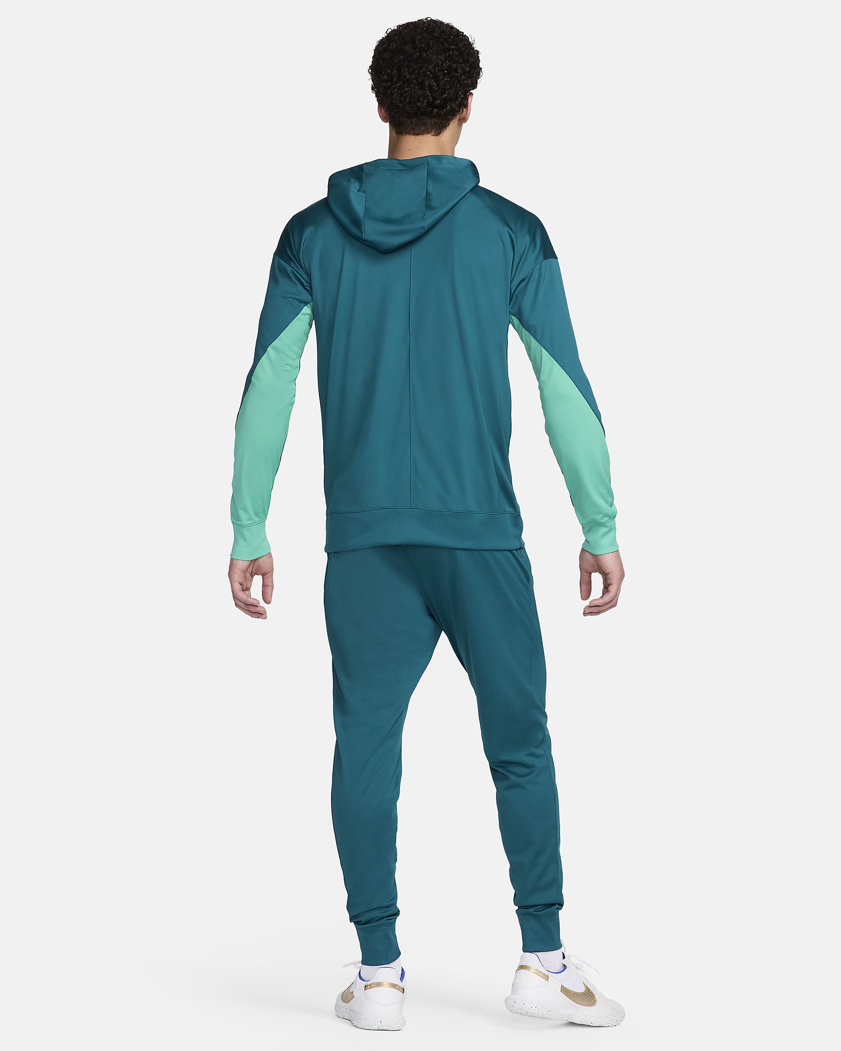 Męski dzianinowy dres piłkarski z kapturem Nike Dri-FIT Portugalia Strike - Geode Teal/Kinetic Green/Geode Teal/Sail