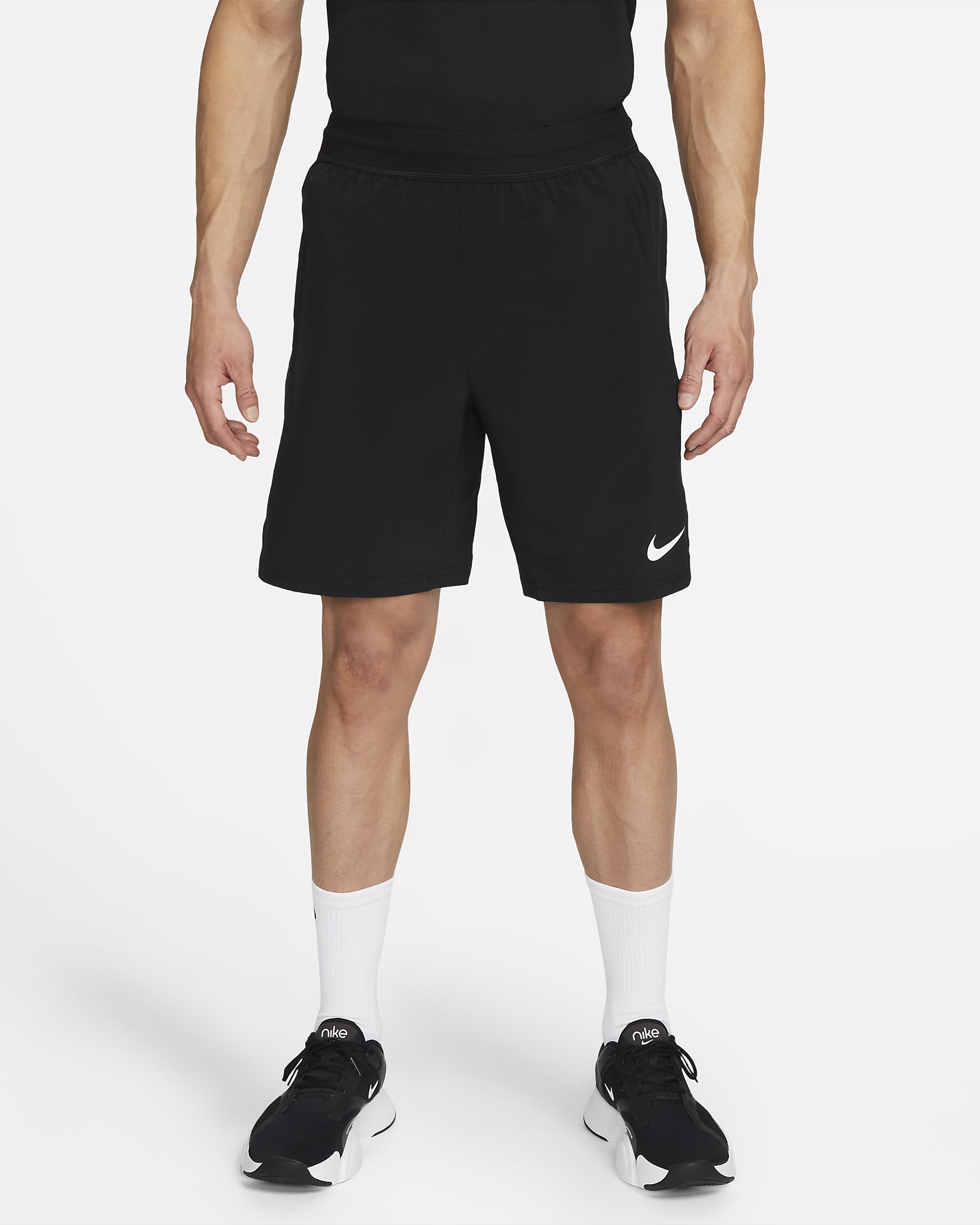 Shorts de entrenamiento de 20 cm para hombre Nike Pro Dri-FIT Flex Vent Max - Negro/Blanco