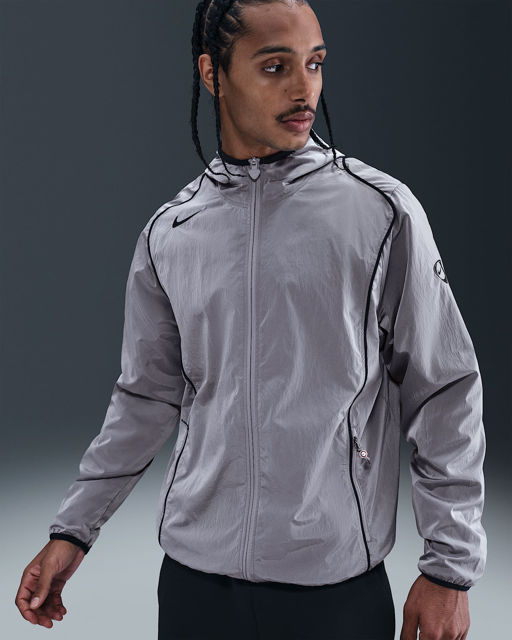 Giacca da calcio Repel con zip a tutta lunghezza Nike Total 90 – Uomo - Particle Grey/Nero/Nero/Nero