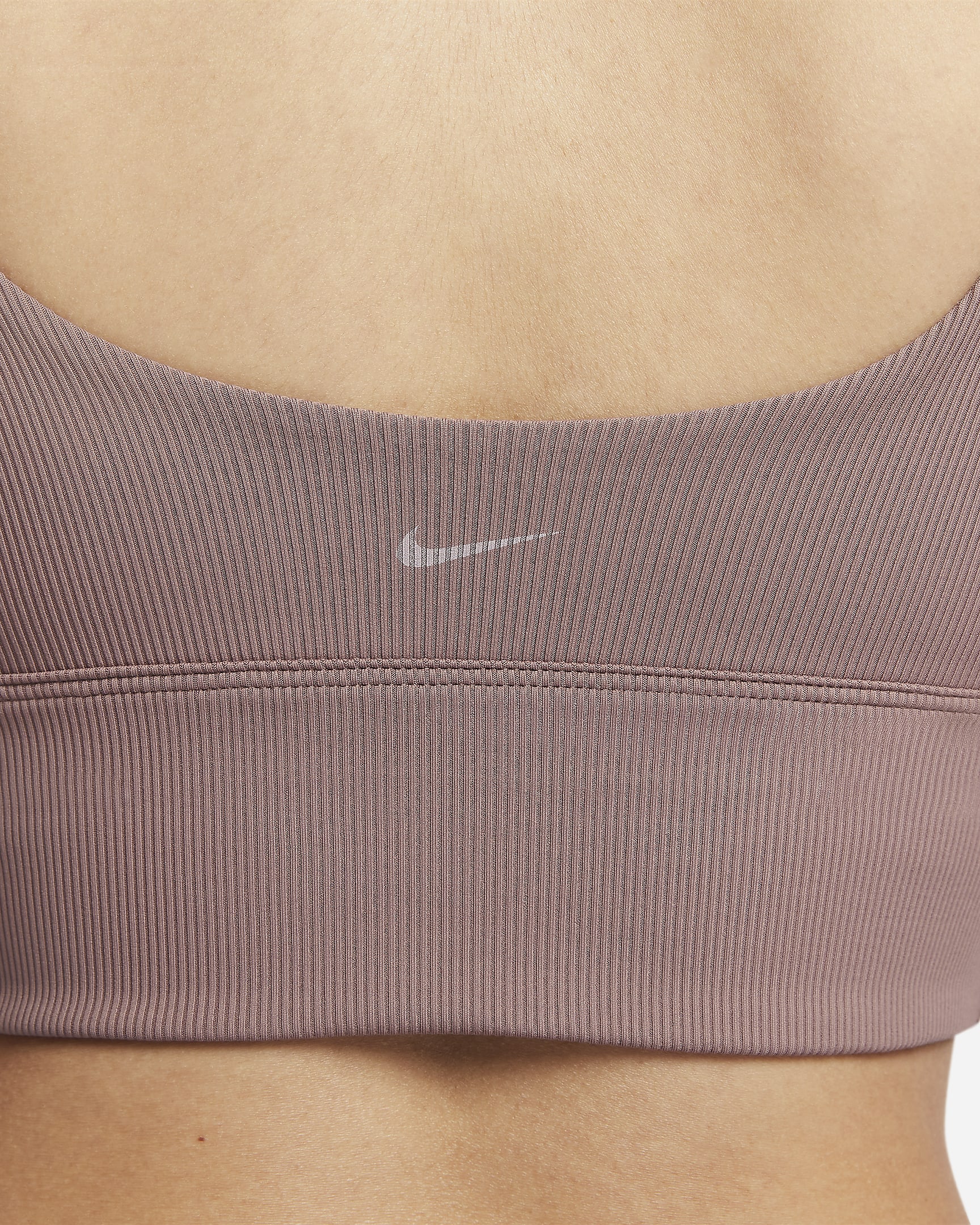 Nike Zenvy Rib Women's Light-Support Padded Longline Sports Bra - Smokey Mauve/Smokey Mauve/White