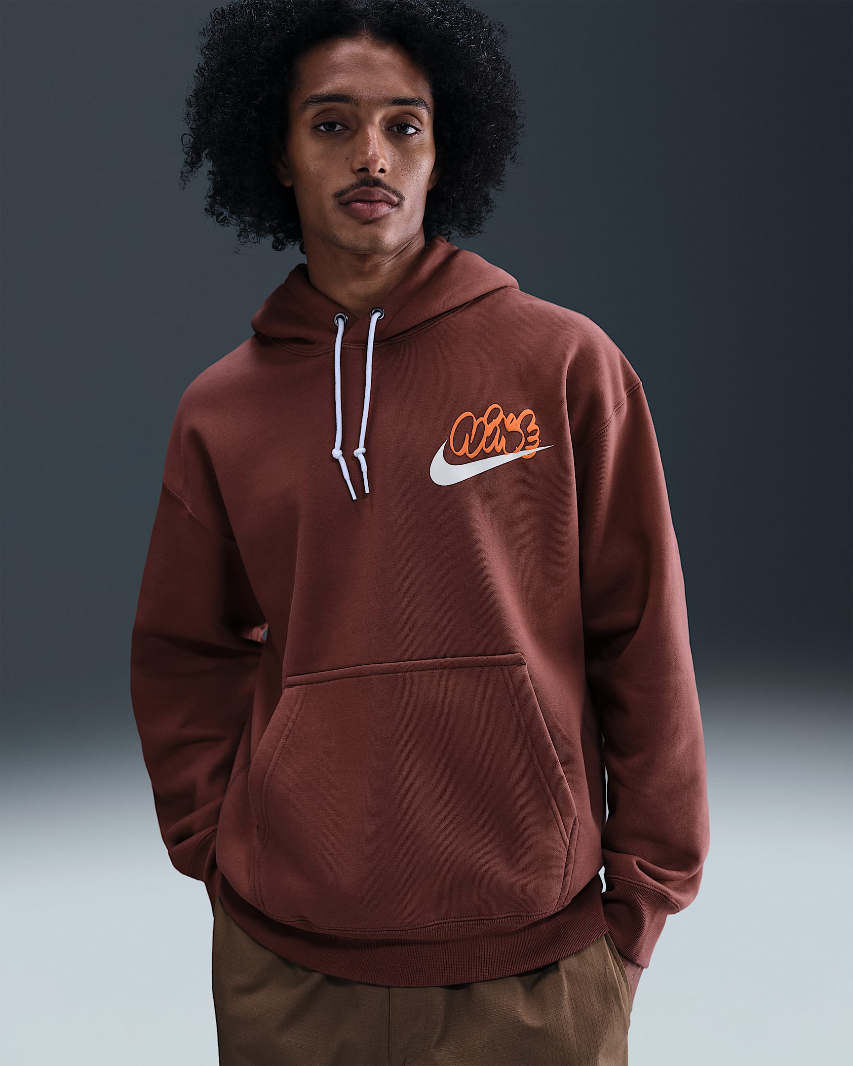 Sweat à capuche en tissu Fleece Nike Solo Swoosh pour Homme - Red Sepia
