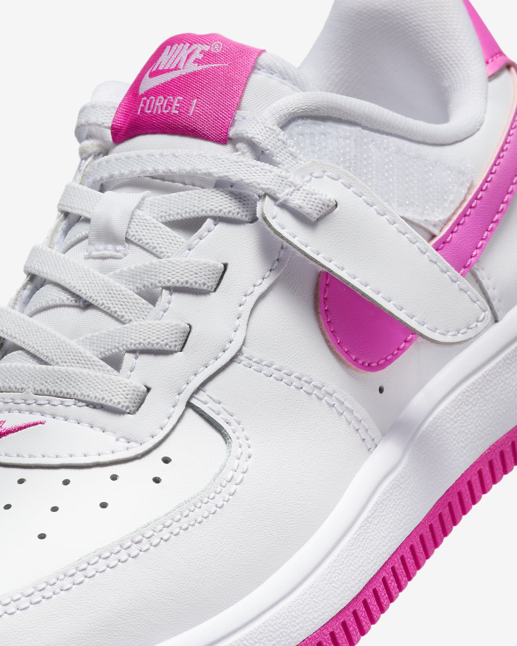 Nike Force 1 Low EasyOn Little Kids' Shoes - White/Laser Fuchsia