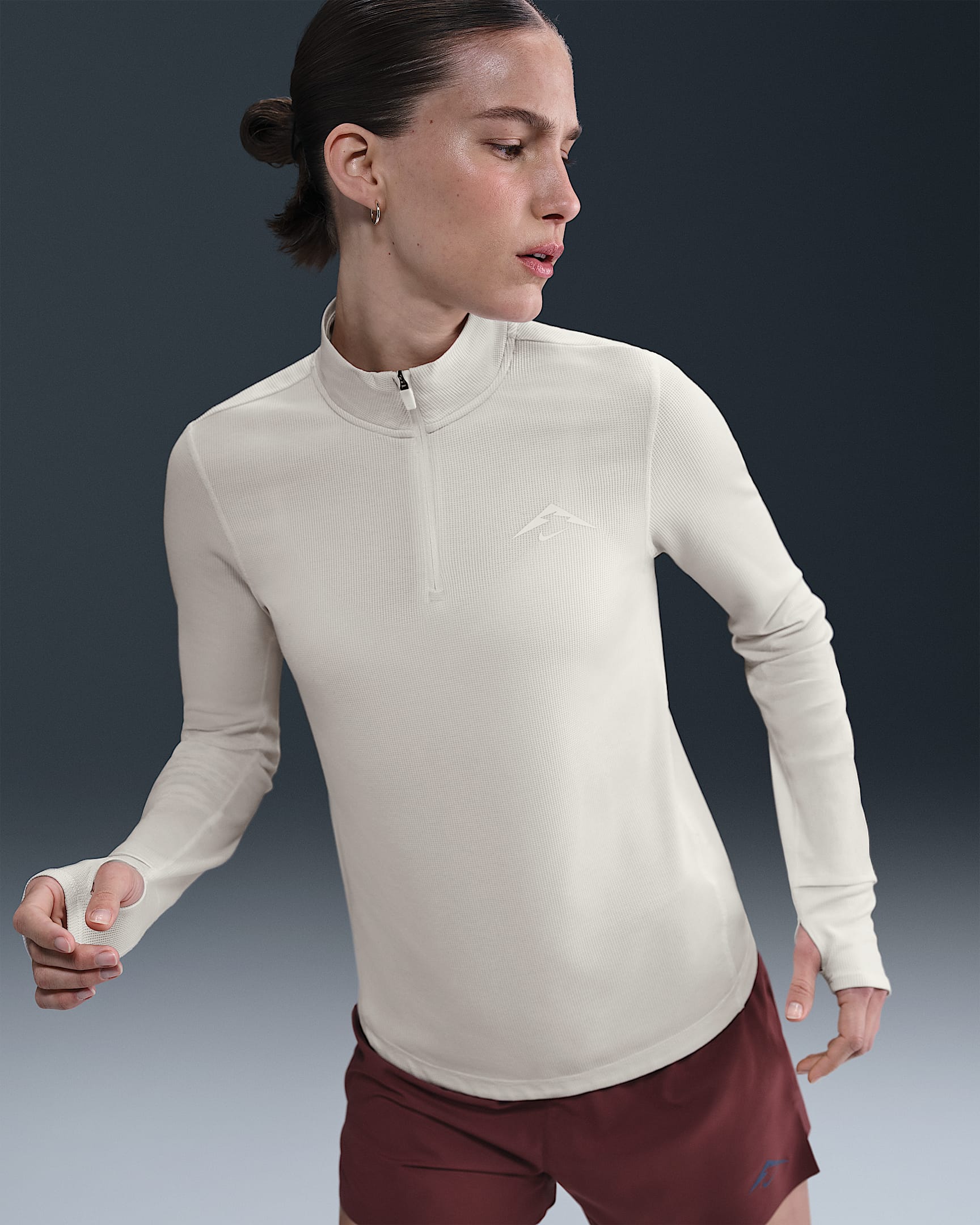 ナイキ トレイル ウィメンズ Dri-FIT 1/4ジップ ランニング ミッドレイヤー トップ - ファントム/ホワイト/フラットシルバー/サミットホワイト