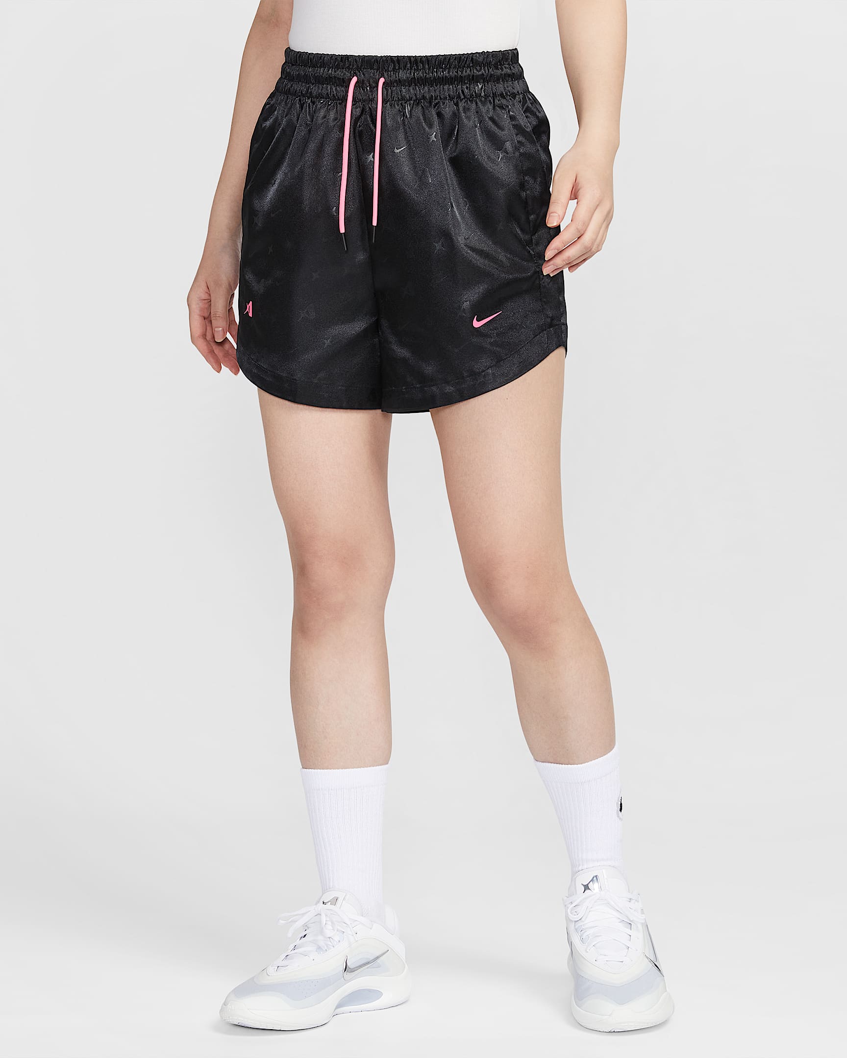 A'ja Wilson Women's Basketball Shorts - Black/Laser Pink
