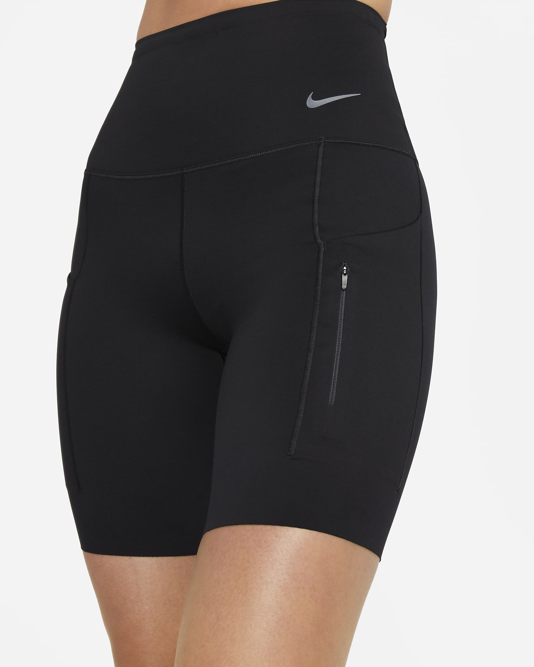 Nike Go Women's Firm-Support High-Waisted 20cm (approx.) Biker Shorts with Pockets - Black/Black