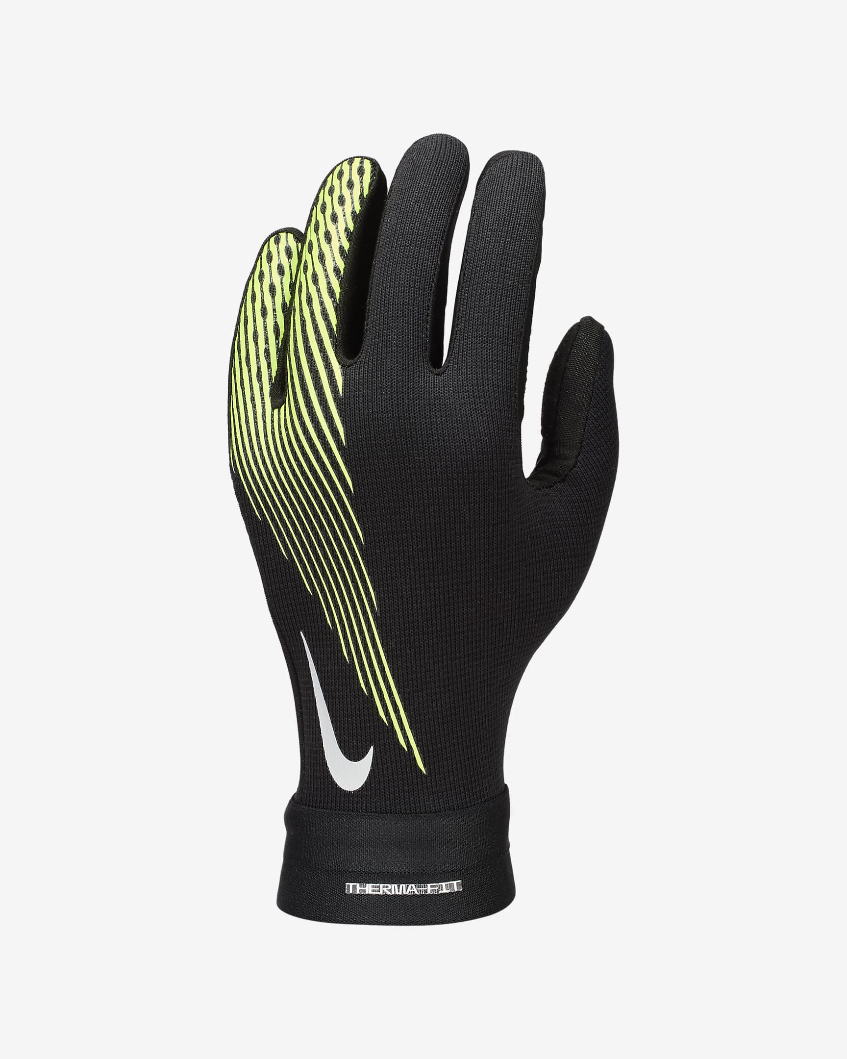 Nike Academy Older Kids' Therma-FIT Football Gloves - Black/Black/Volt