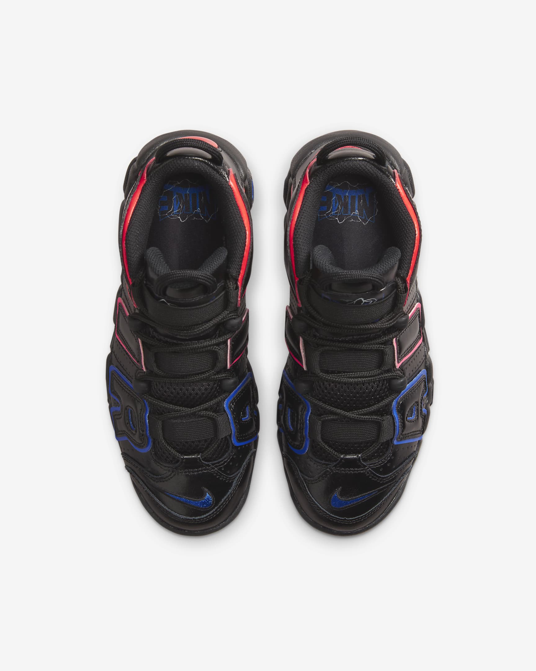 Calzado para niños grandes Nike Air More Uptempo - Negro/Azul carrera/Hiperrosa/Carmesí brillante