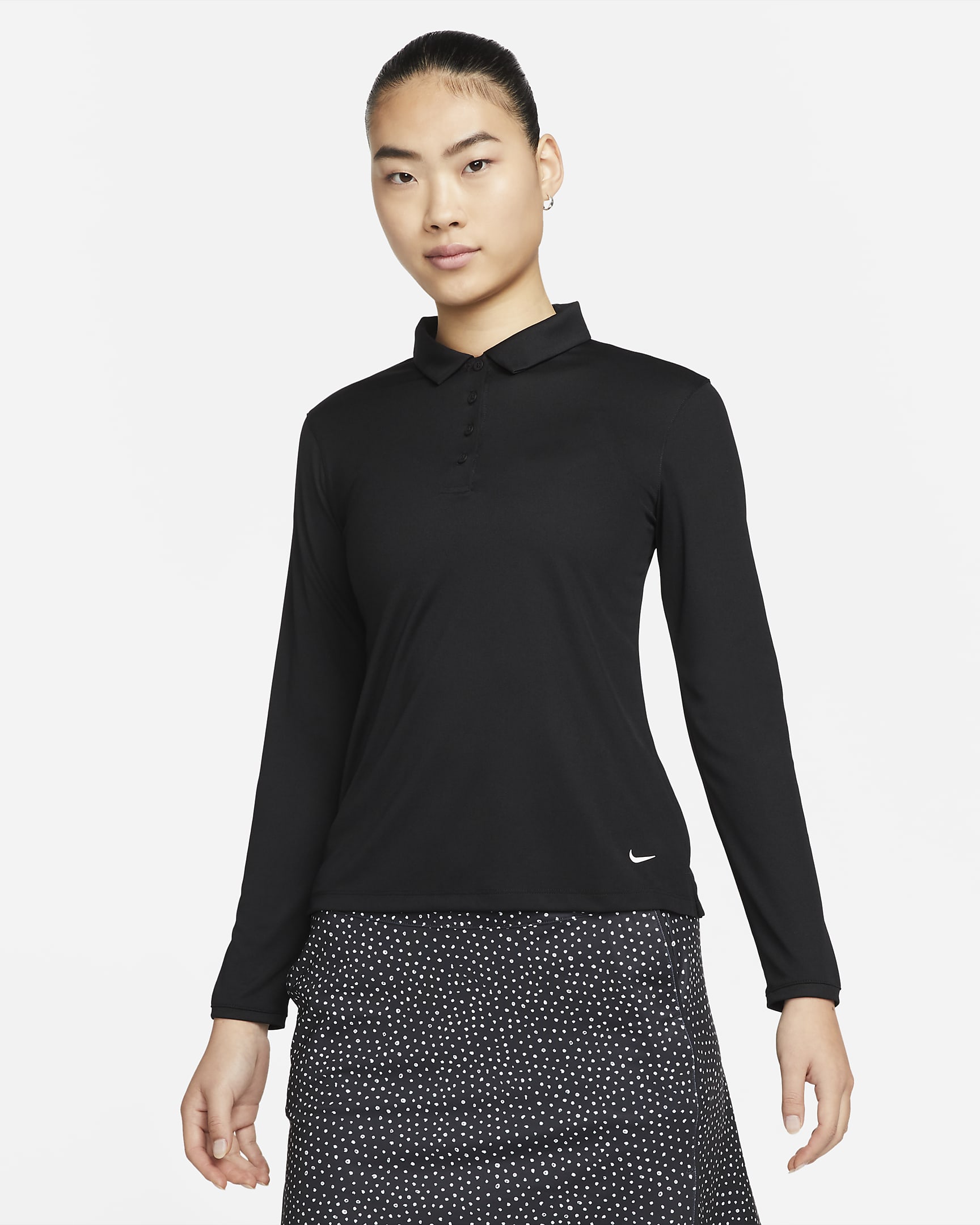 Nike Dri-FIT Victory Women's Long-Sleeve Golf Polo - Black/White