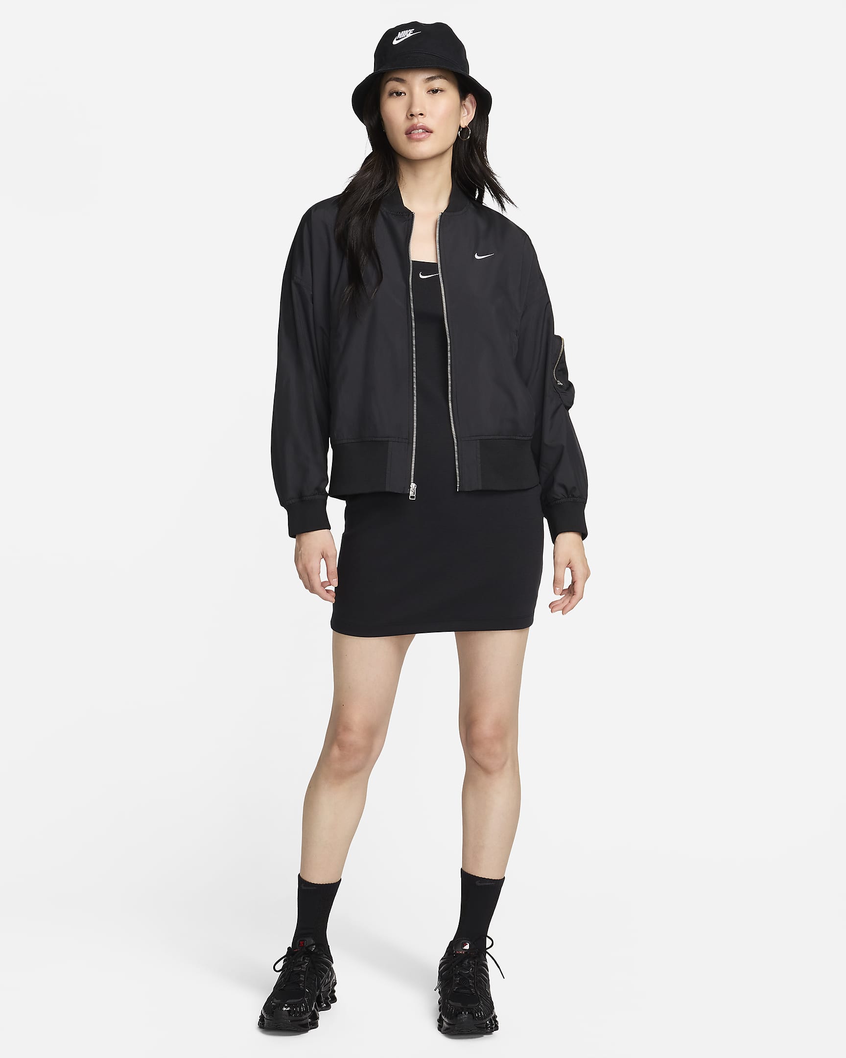 Nike Sportswear Essential Women's Oversized Bomber Jacket - Black/White