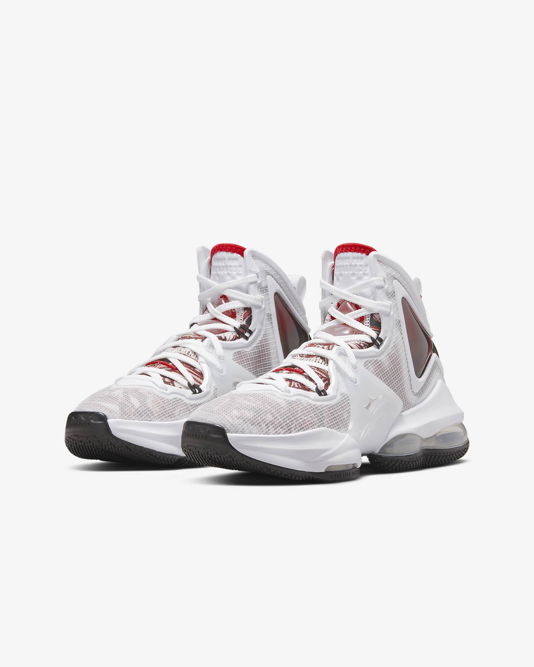 LeBron 19 Big Kids' Basketball Shoes - White/Black/University Red