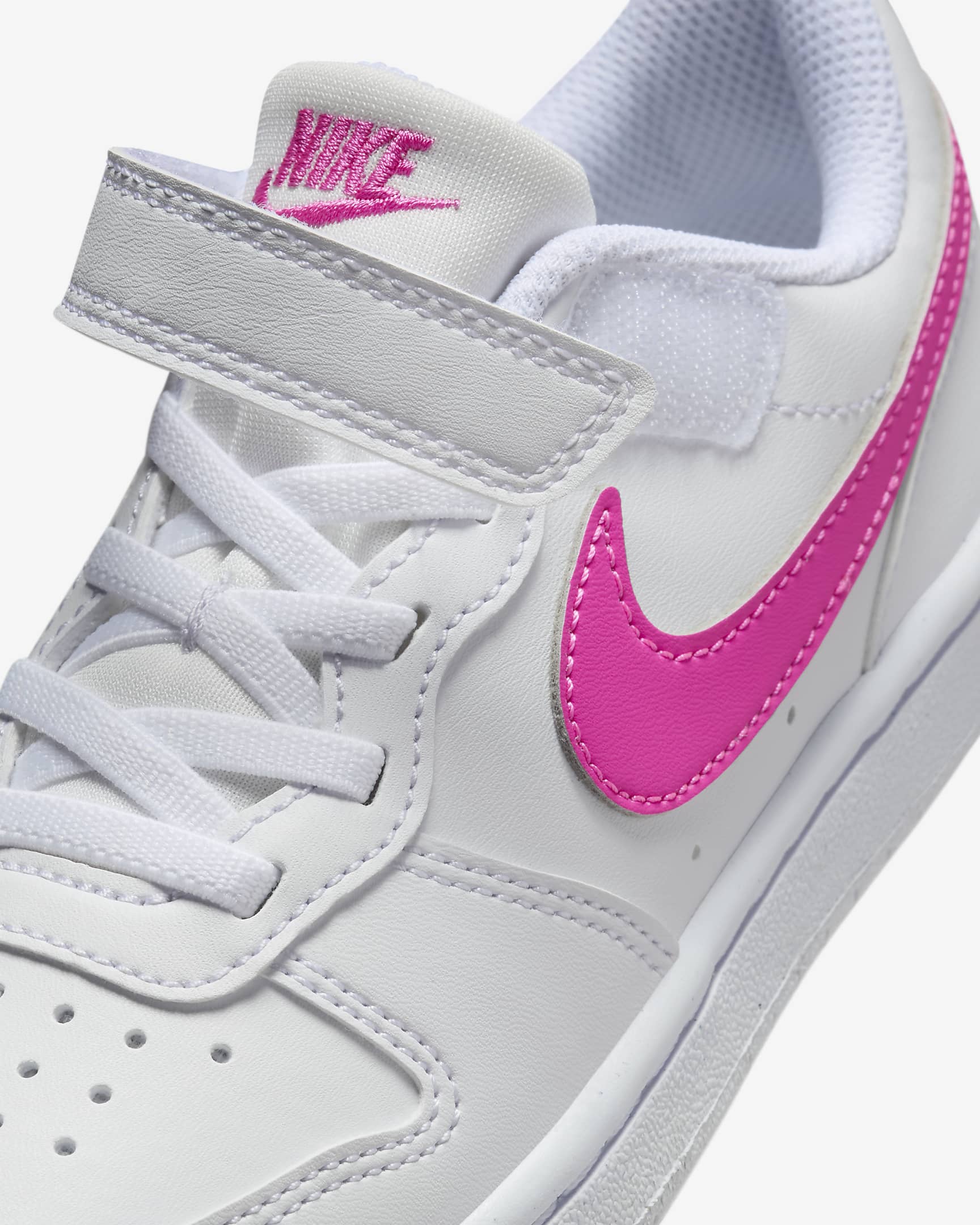 Nike Court Borough Low Recraft Younger Kids' Shoes - White/Laser Fuchsia