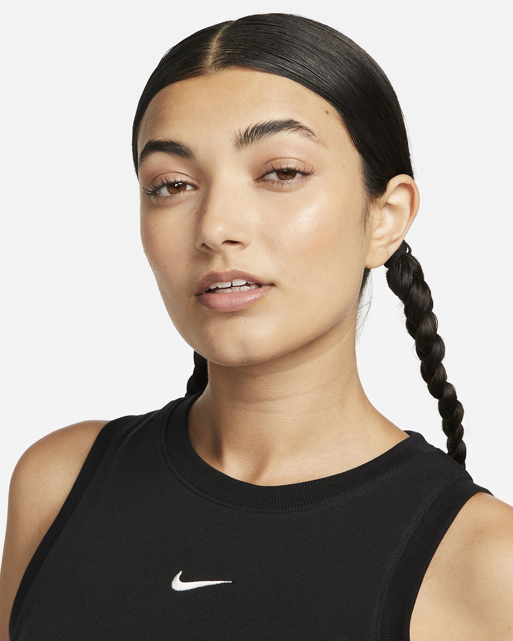 Nike Sportswear Chill Knit Dar Crop Mini Fitilli Kadın Atleti - Siyah/Sail