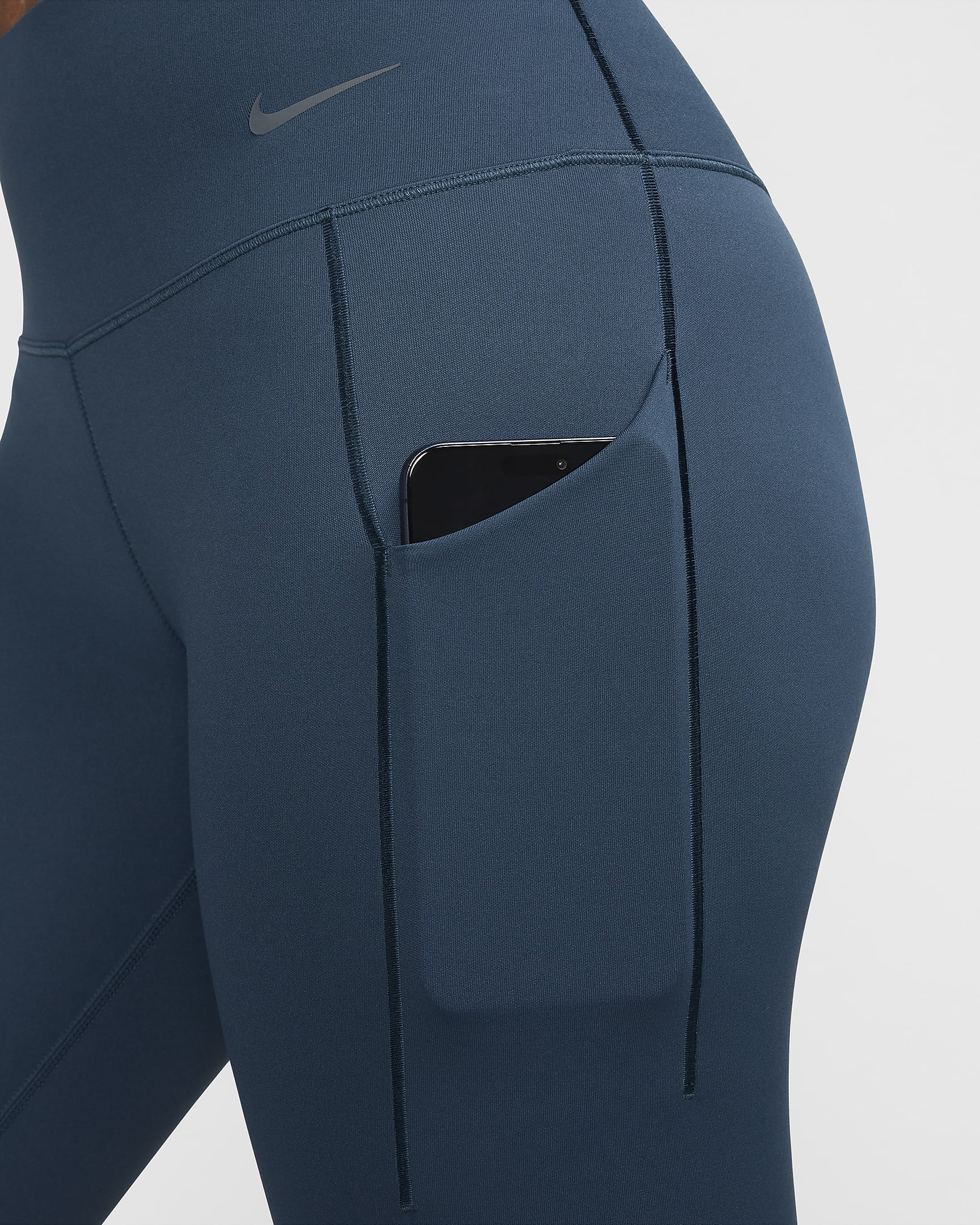 Nike Universa Women's Medium-Support Mid-Rise Full-Length Leggings with Pockets - Armoury Navy/Black