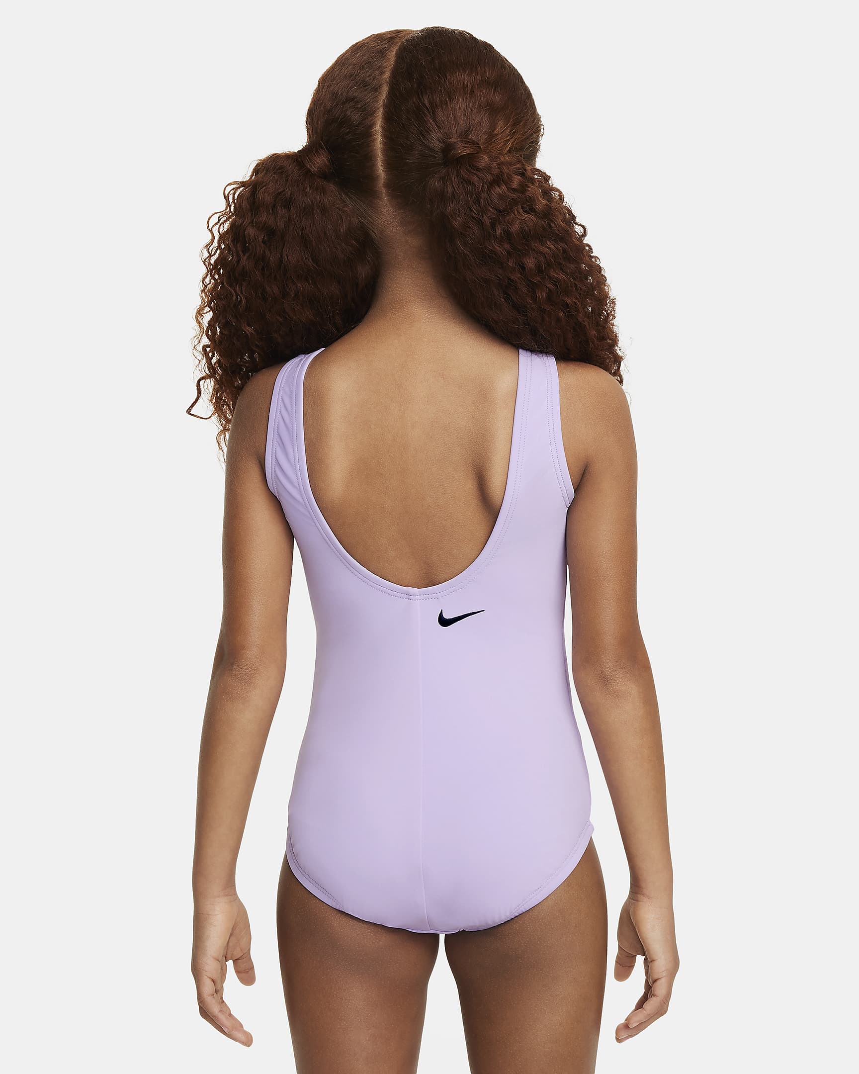 Traje de baño de una pieza con diseño de espalda en U para niñas talla pequeña Nike Swim - Flor de lila