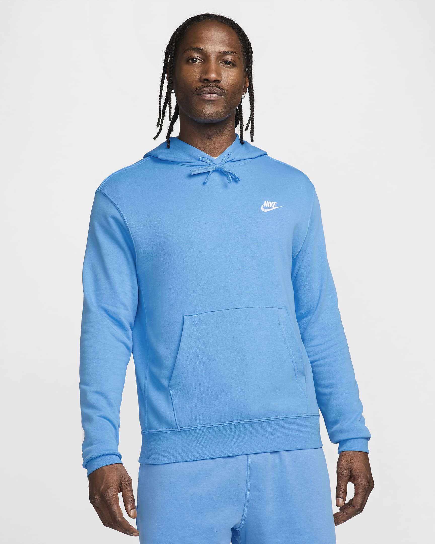 Nike Sportswear Club Erkek Kapüşonlu Sweatshirt'ü - University Blue/University Blue/Beyaz