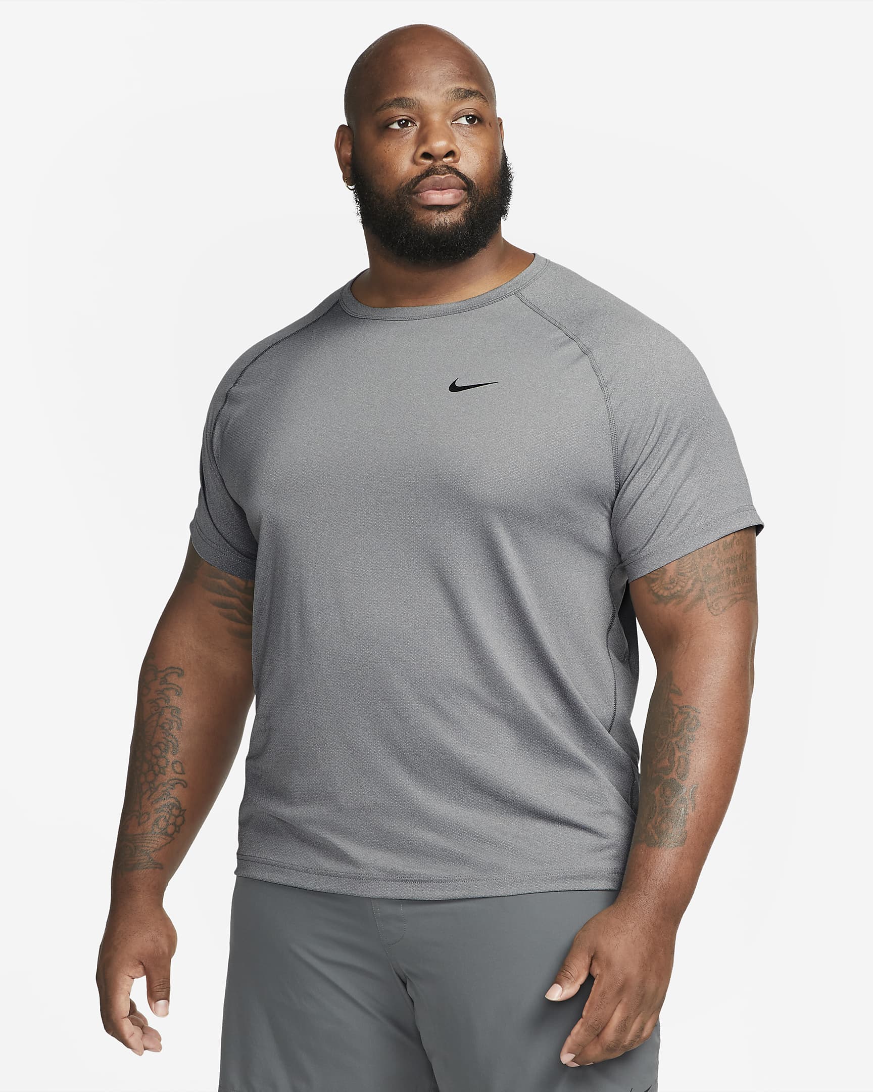 Haut de fitness à manches courtes Dri-FIT Nike Ready pour homme - Smoke Grey/Heather/Noir