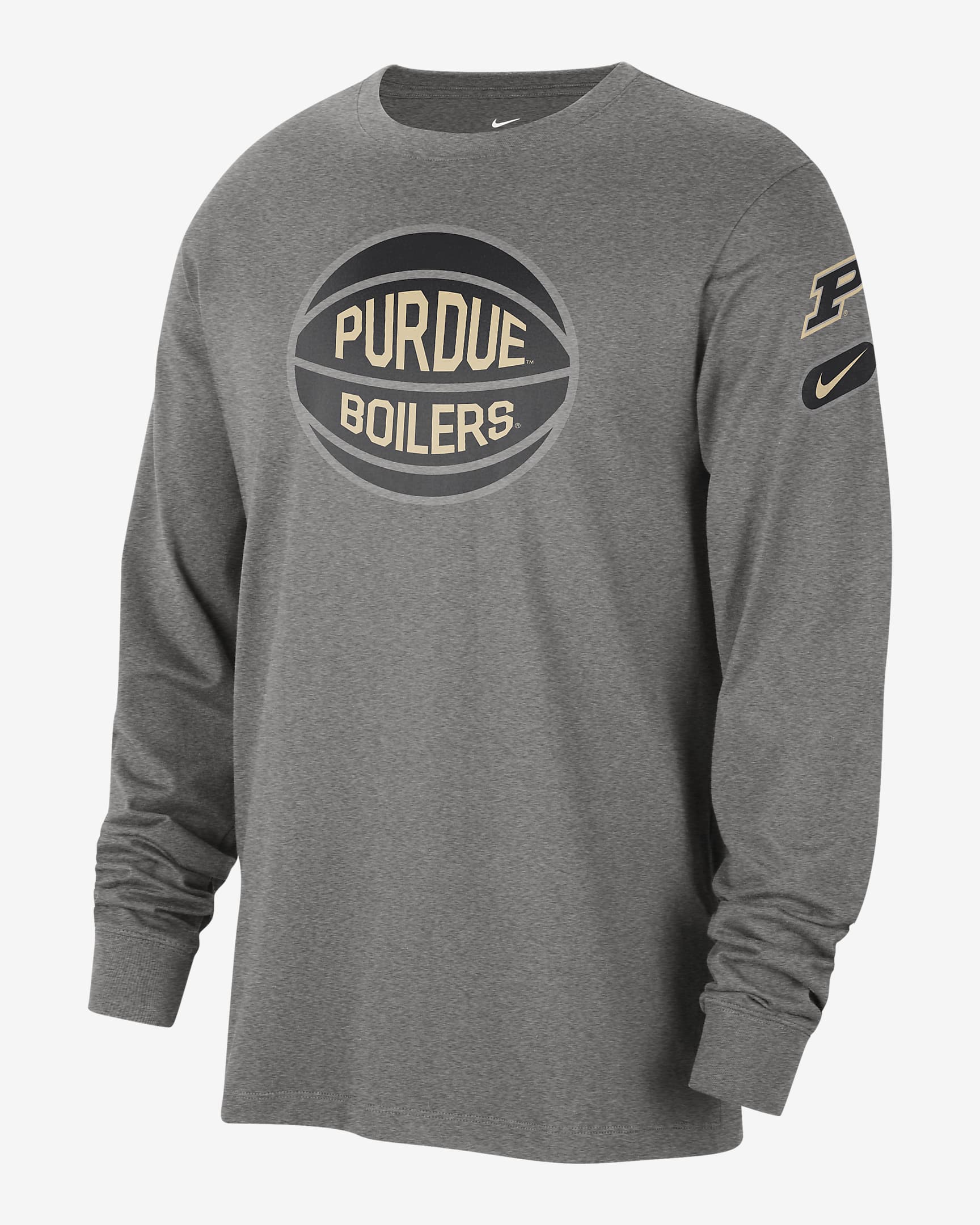 Purdue Fast Break Men's Nike College Long-Sleeve T-Shirt - Dark Grey Heather